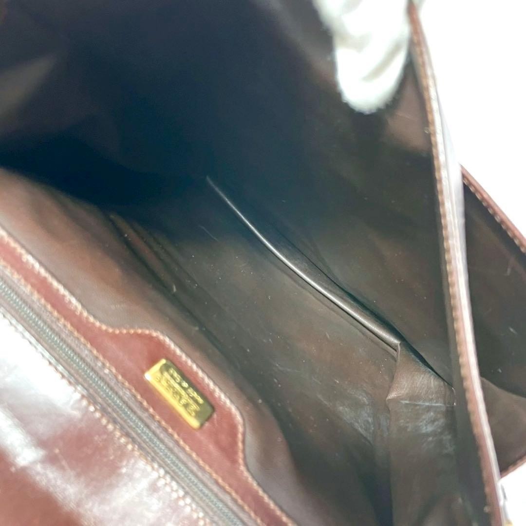 Bally Leather 2 Way Briefcase Mahogany Brown Shoulder Strap Push Lock Authentic