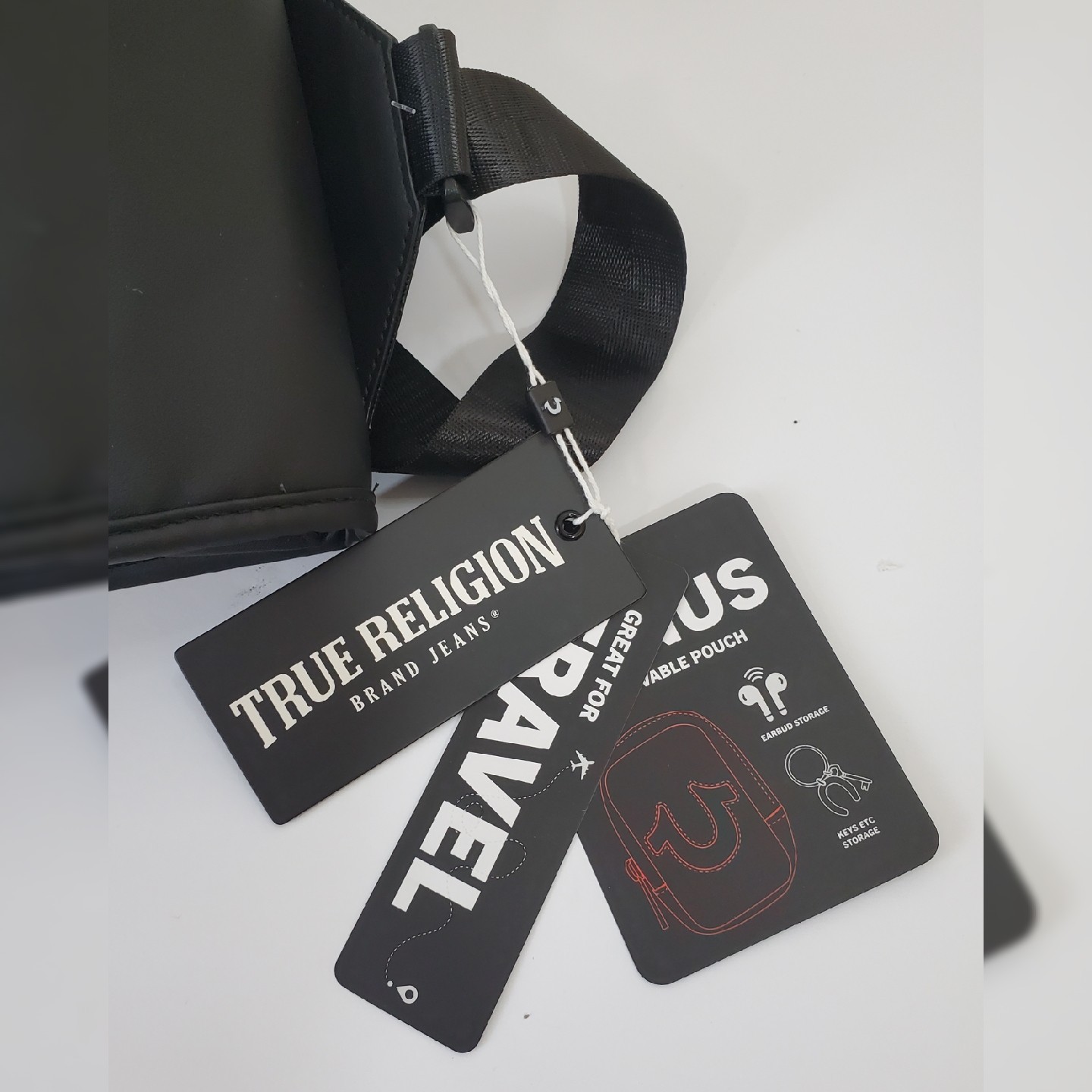 TRUE RELIGION CROSSBODY Tr FLAG BAG ONESIZE PATCH WORD TOUR LOGO BLACK