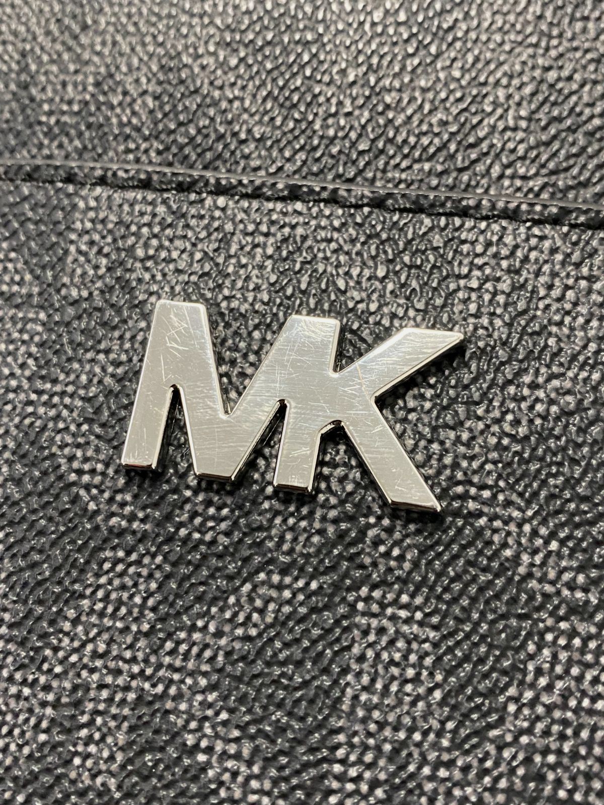 Michael Michael Kors Men’s Black Leather Silvertone Logo Canvas Sling Pack Bag