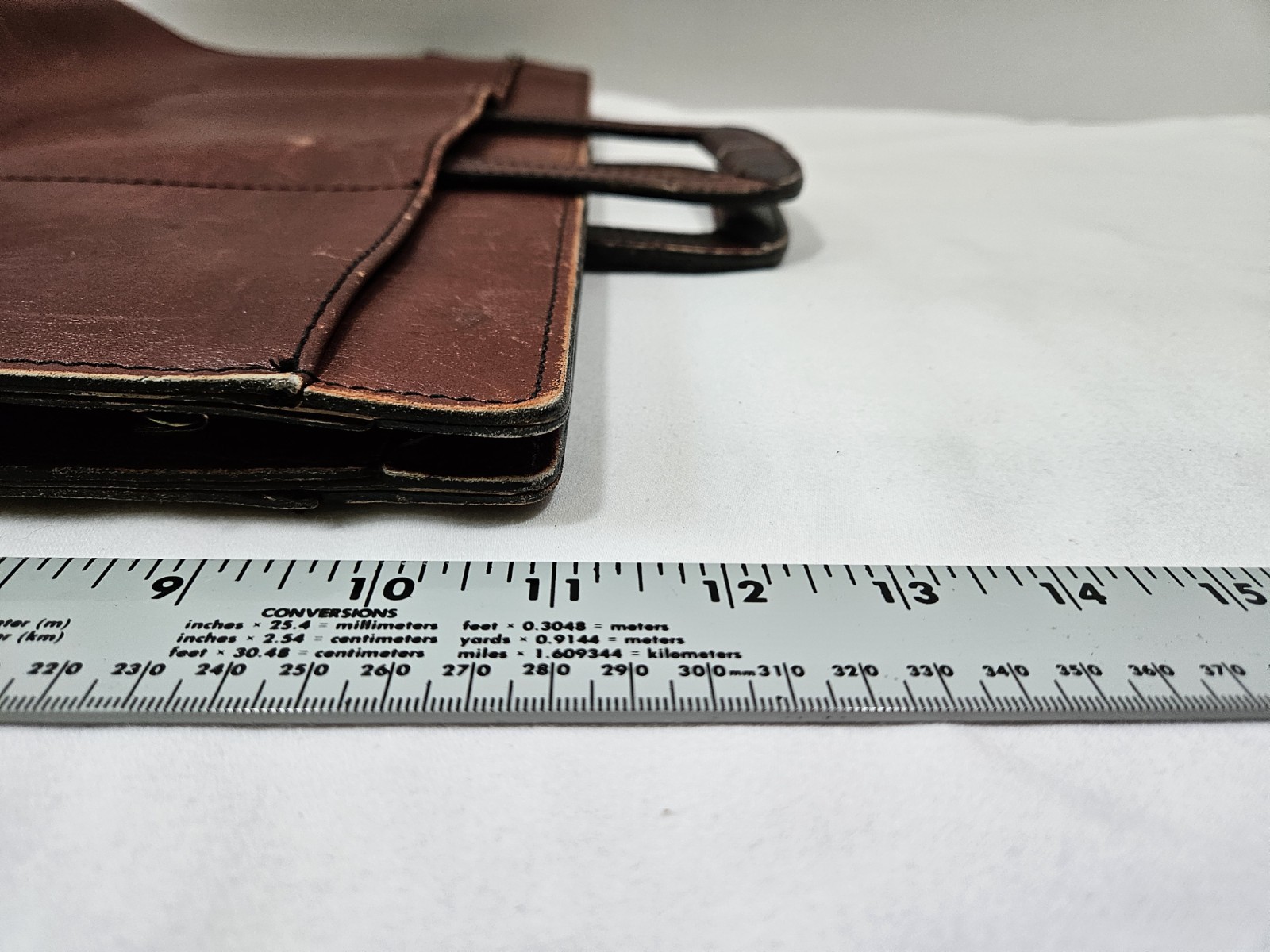 Vintage Pegasus Drop Handle Briefcase Brown Leather Made In USA 17.5 x 12 Inches
