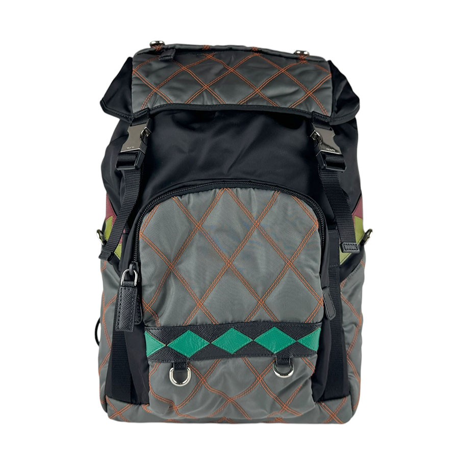 Auth PRADA Backpack Black/Multicolor Nylon/Leather – z9824