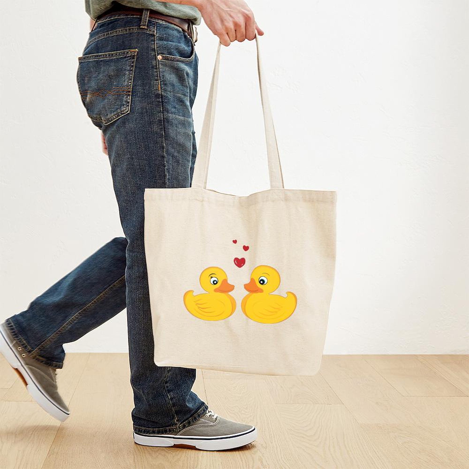 CafePress Love Ducks Natural Canvas Tote Bag, Cloth Shopping Bag (776385568)