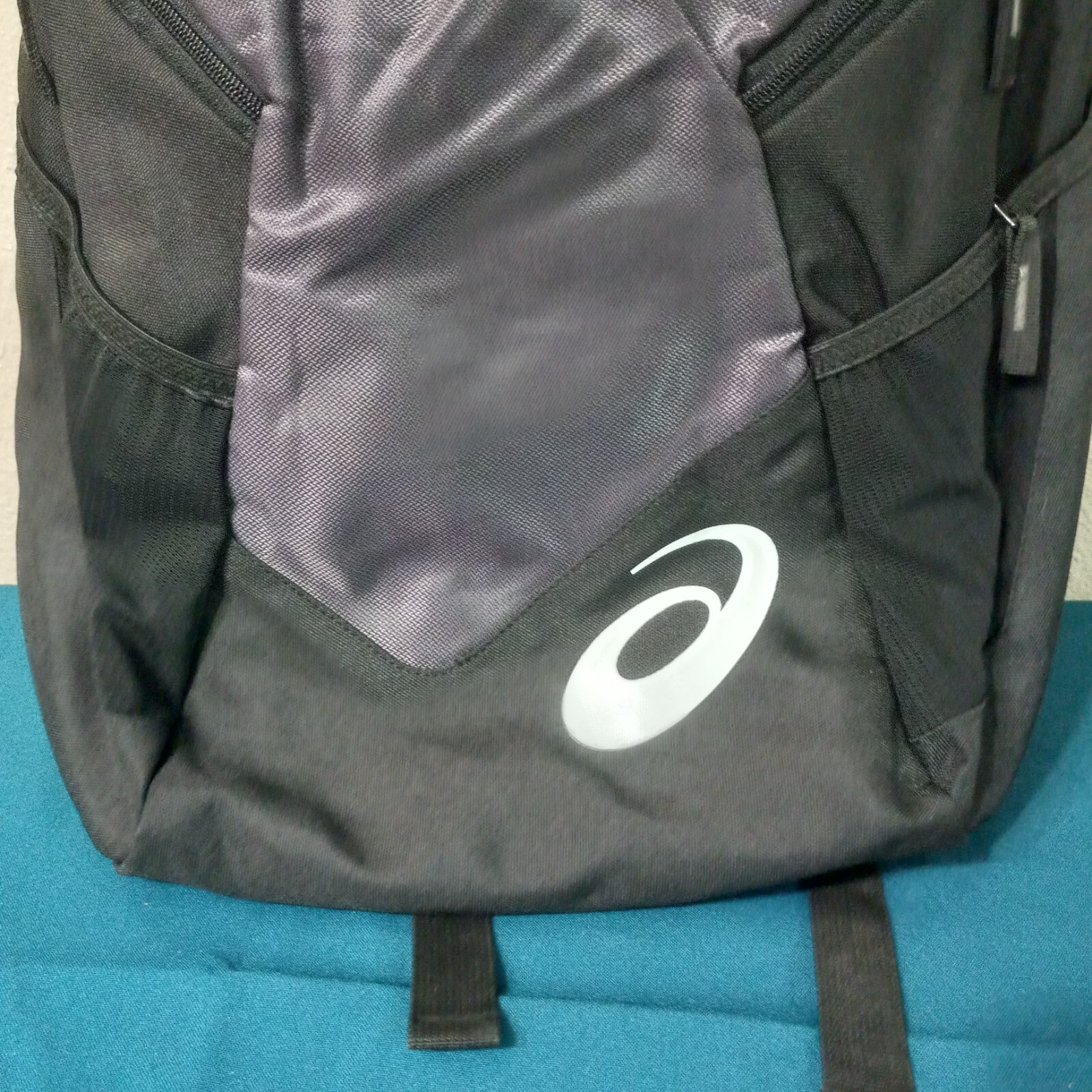 ASICS 100% Polyester Backpack – Black/Gray Embroidered Cushion Straps 3716