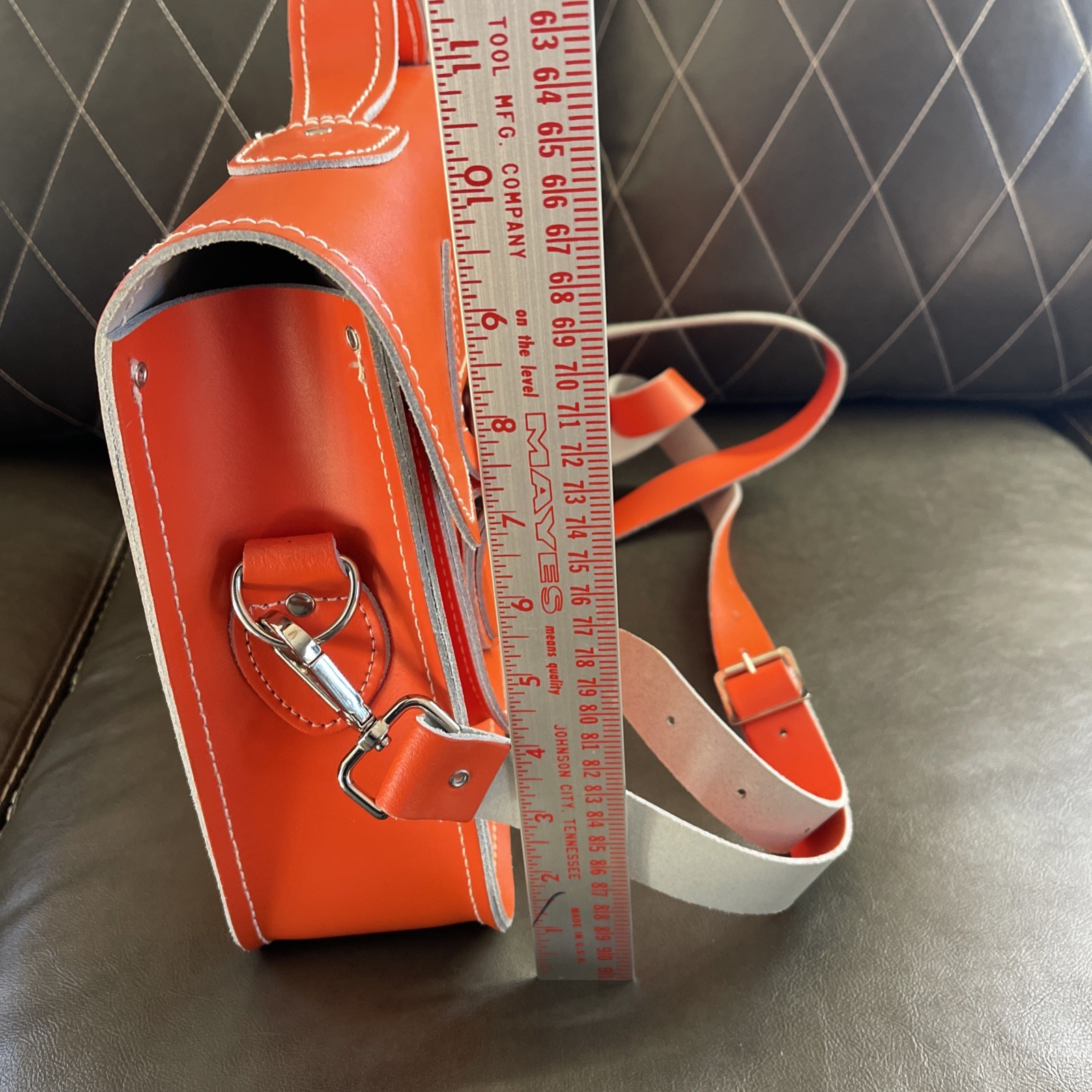 Zatchels Leather Bag Orange. Genuine Leather Satchel Purse, Bag. Brand New. No T