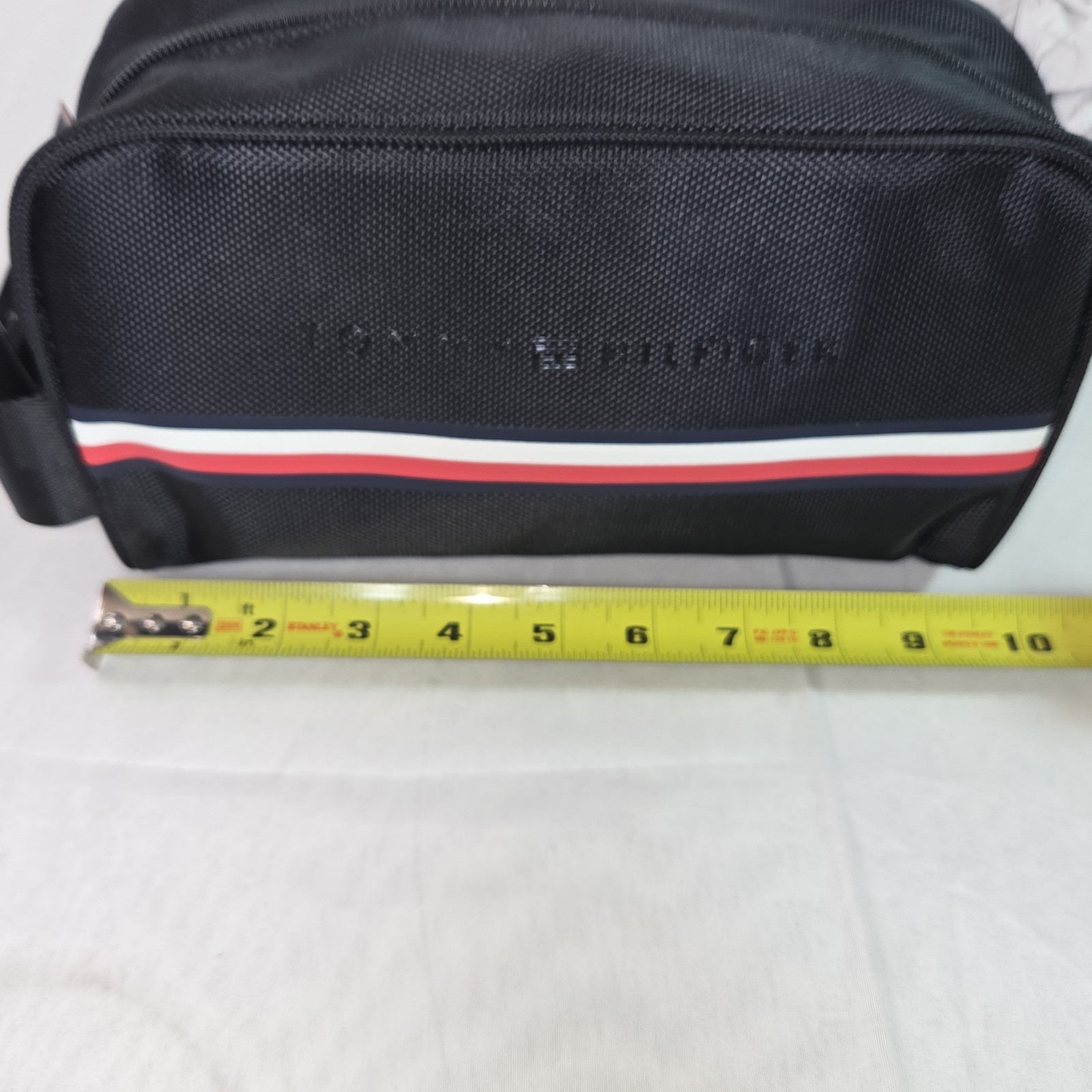 NWT Tommy Hilfiger Black Red/white Stripe Travel Toiletry Bag. Unisex