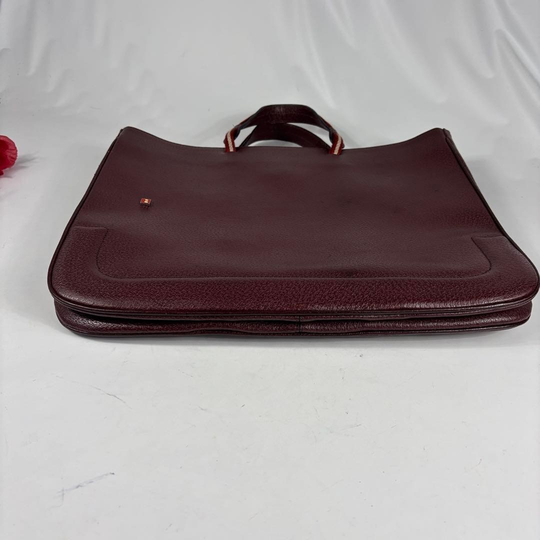 BALLY Authentic Trespo Leather Business Bag with B Logo Bordeaux 31×38cm