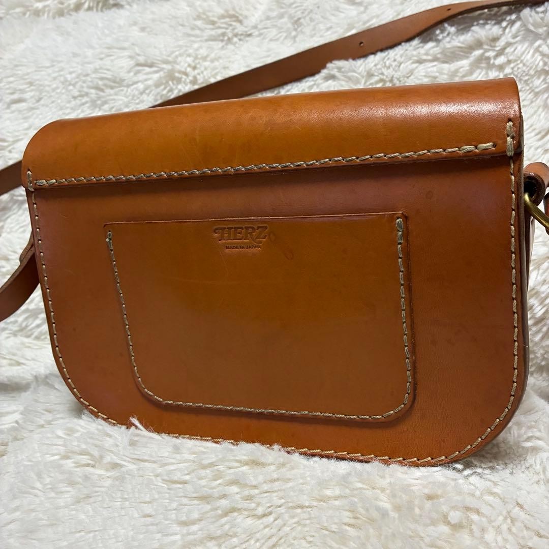 Brown Leather Shoulder Bag Flap Closure 24cm 9.4in Classic Style Strap 123cm