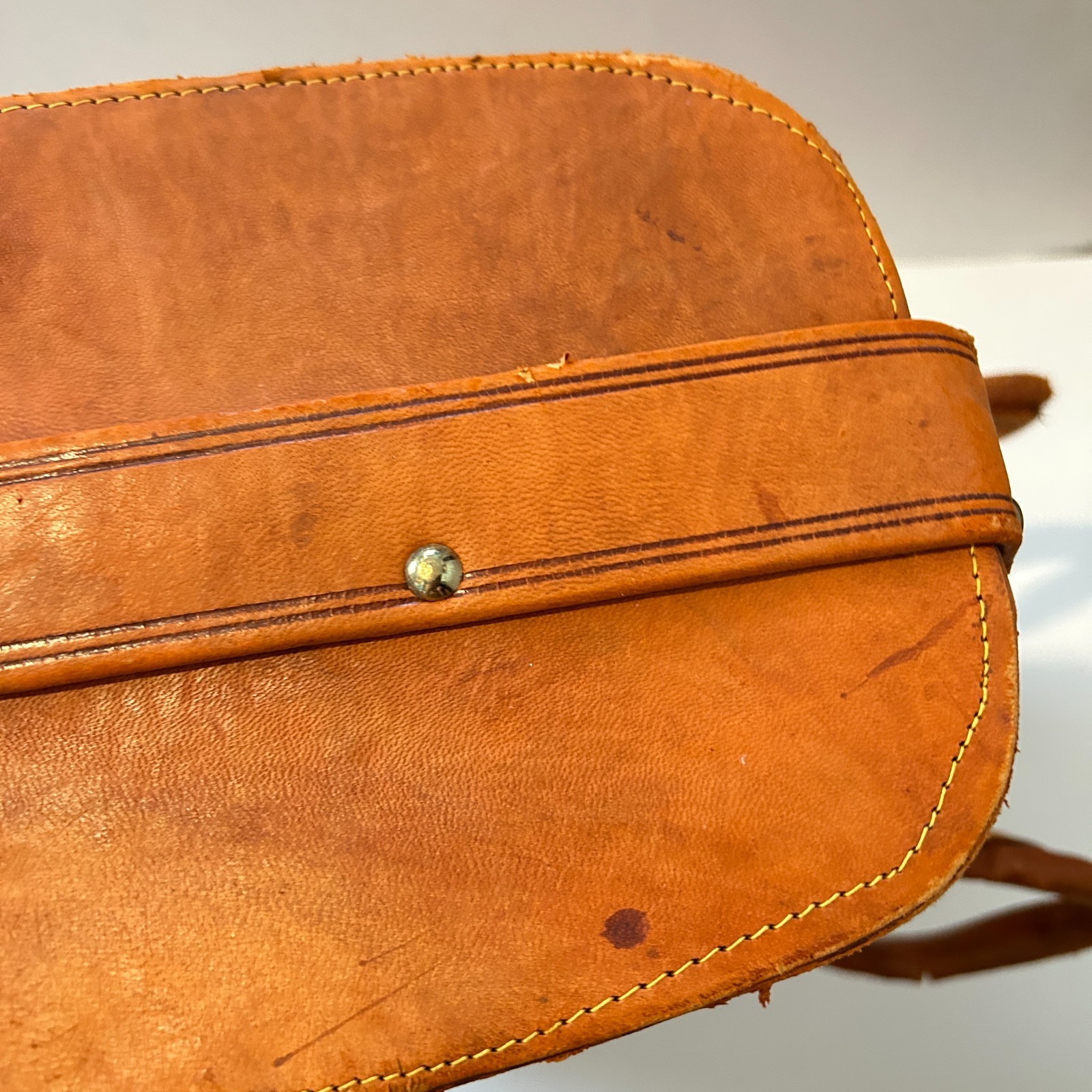 Vtg Egyptian Tooled Leather Suitcase Overnight Satchel Bag Handmade OOAK