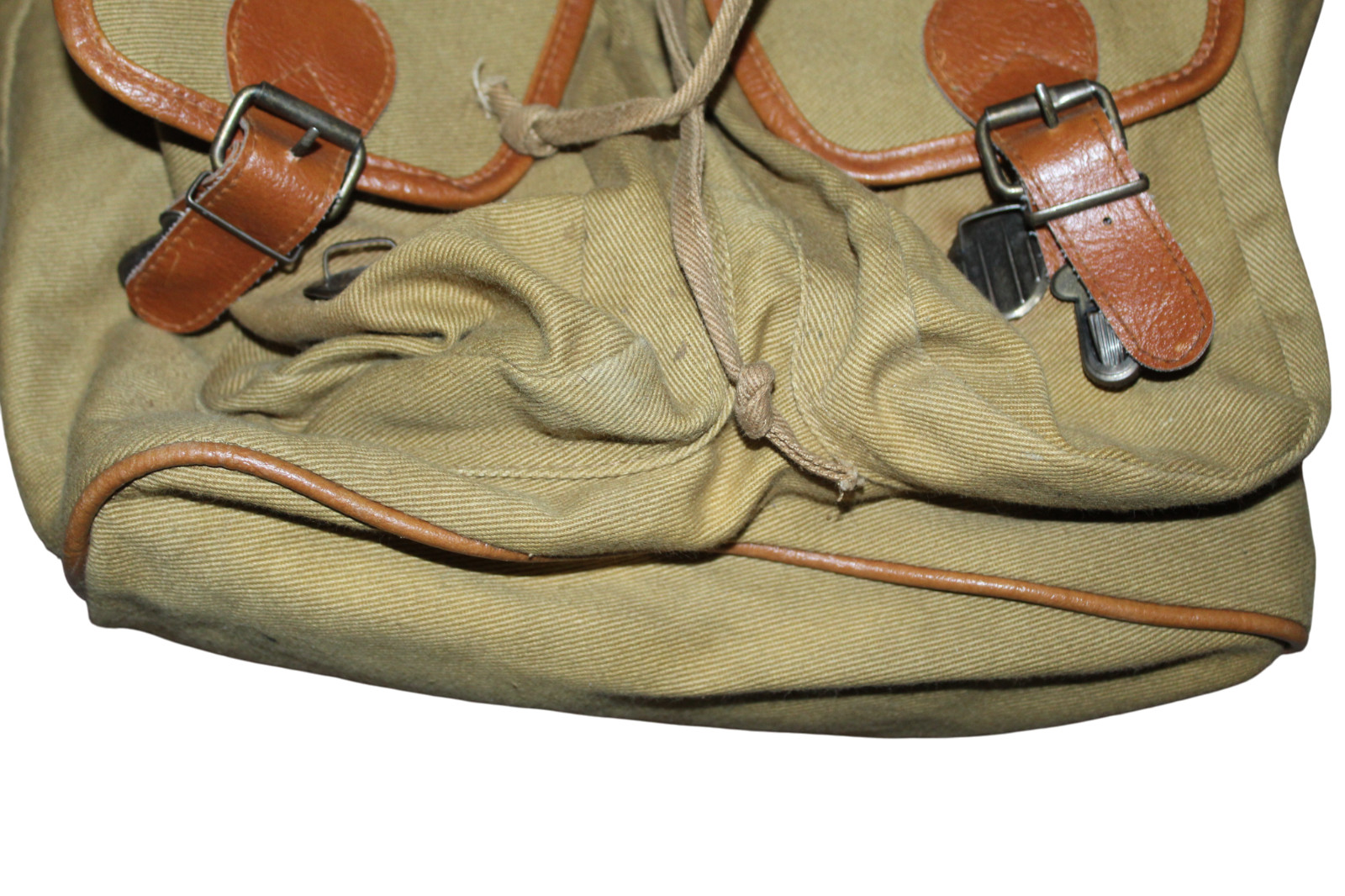 Land Rover Canvas & Leather Back Pack Olive Green Field Back Pack Needs Repair