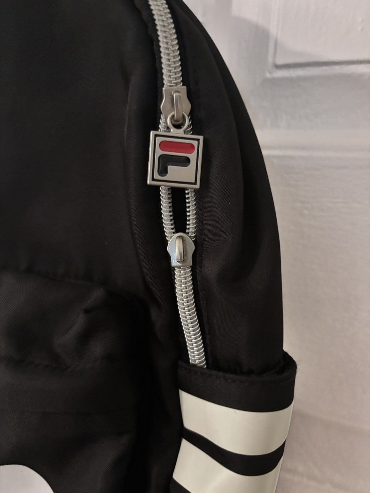 FILA Black Small Logo Mini Backpack Zip Closure Adjustable Shoulder Straps