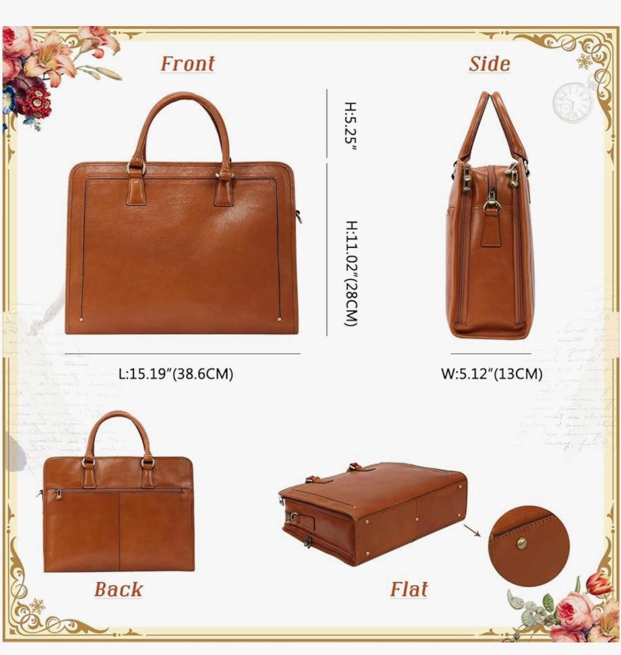 Banuce Genuine Full Grains Italian Leather Briefcase Women / Men Laptop Bag NEW