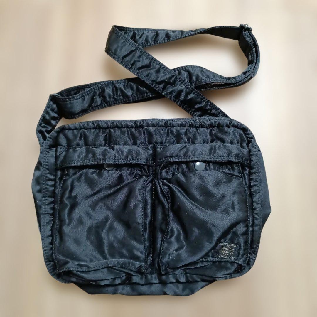 PORTER Yoshida TANKER Shoulder Bag L 2-Layer Black made in Japan Authentic