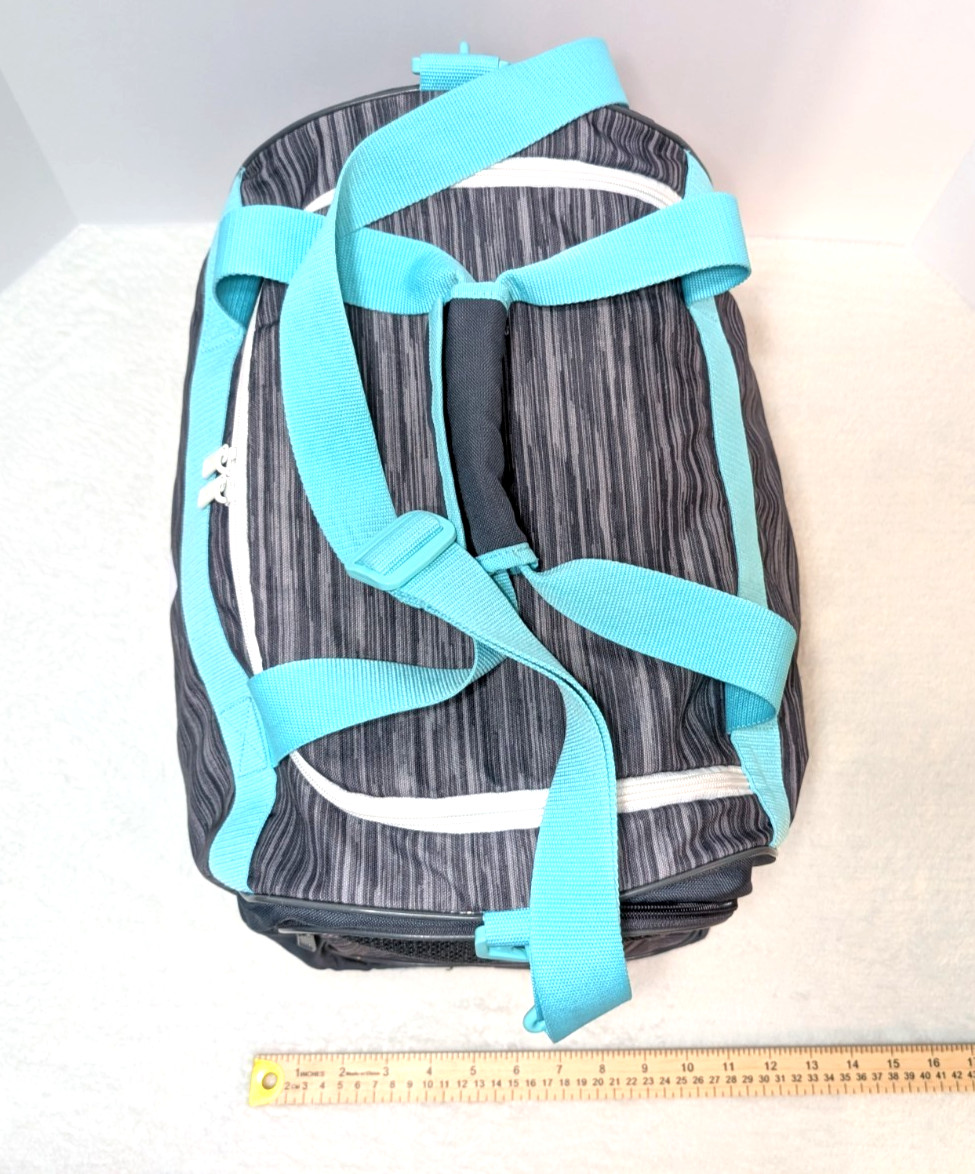 Adidas Defender 4 Small Duffel Bag, Grey Teal White White Accents Logo