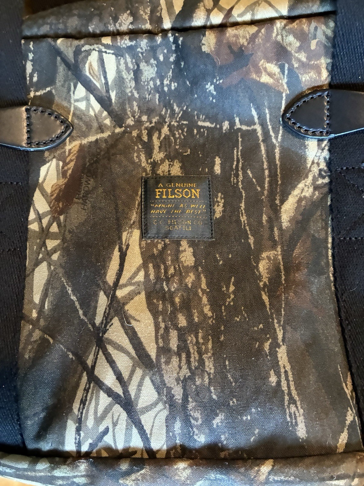 Filson Small Tin Cloth Duffle Bag Mossy Oak Camo