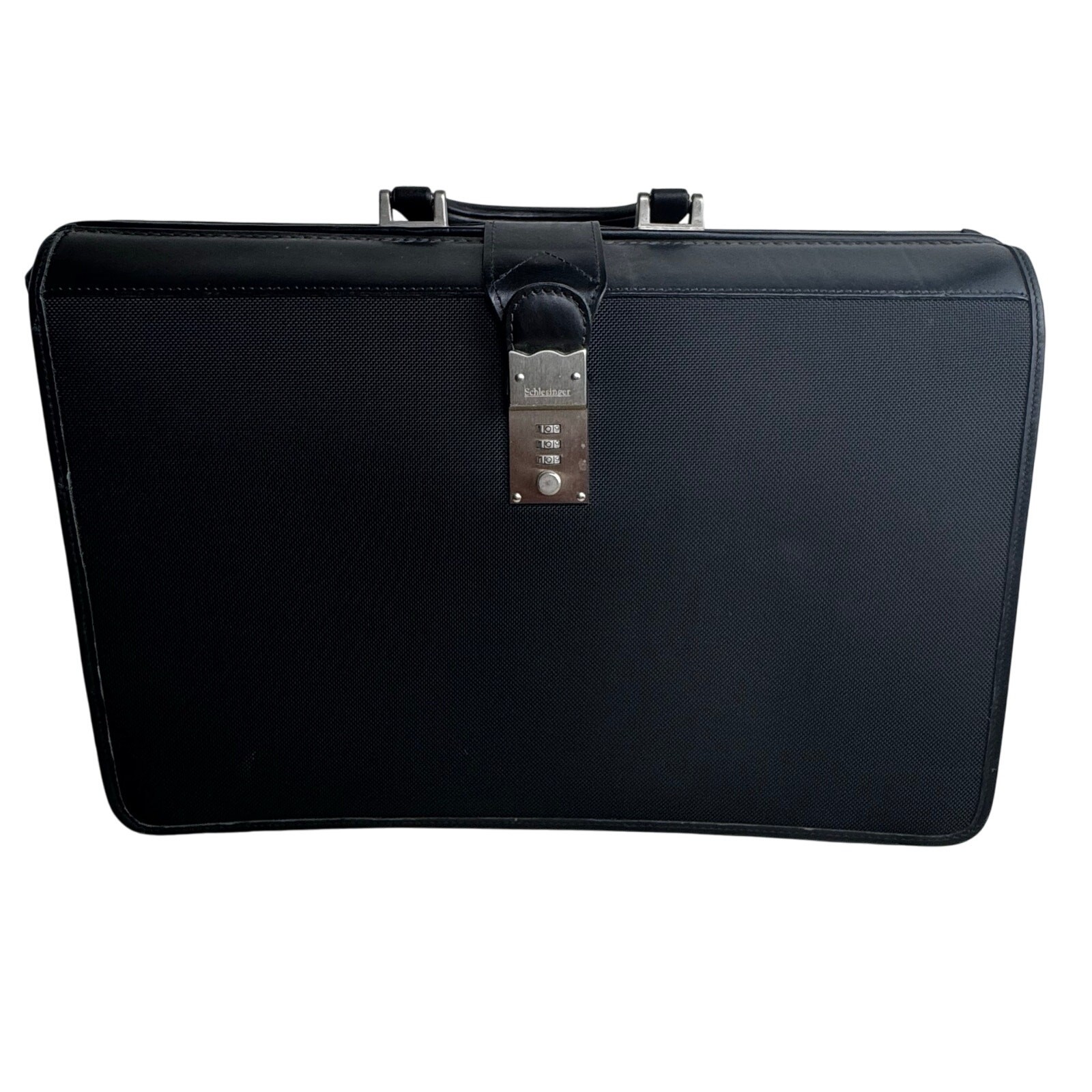 Schlesinger Black Leather Trim Attache Briefcase Combination Locking File Doctor
