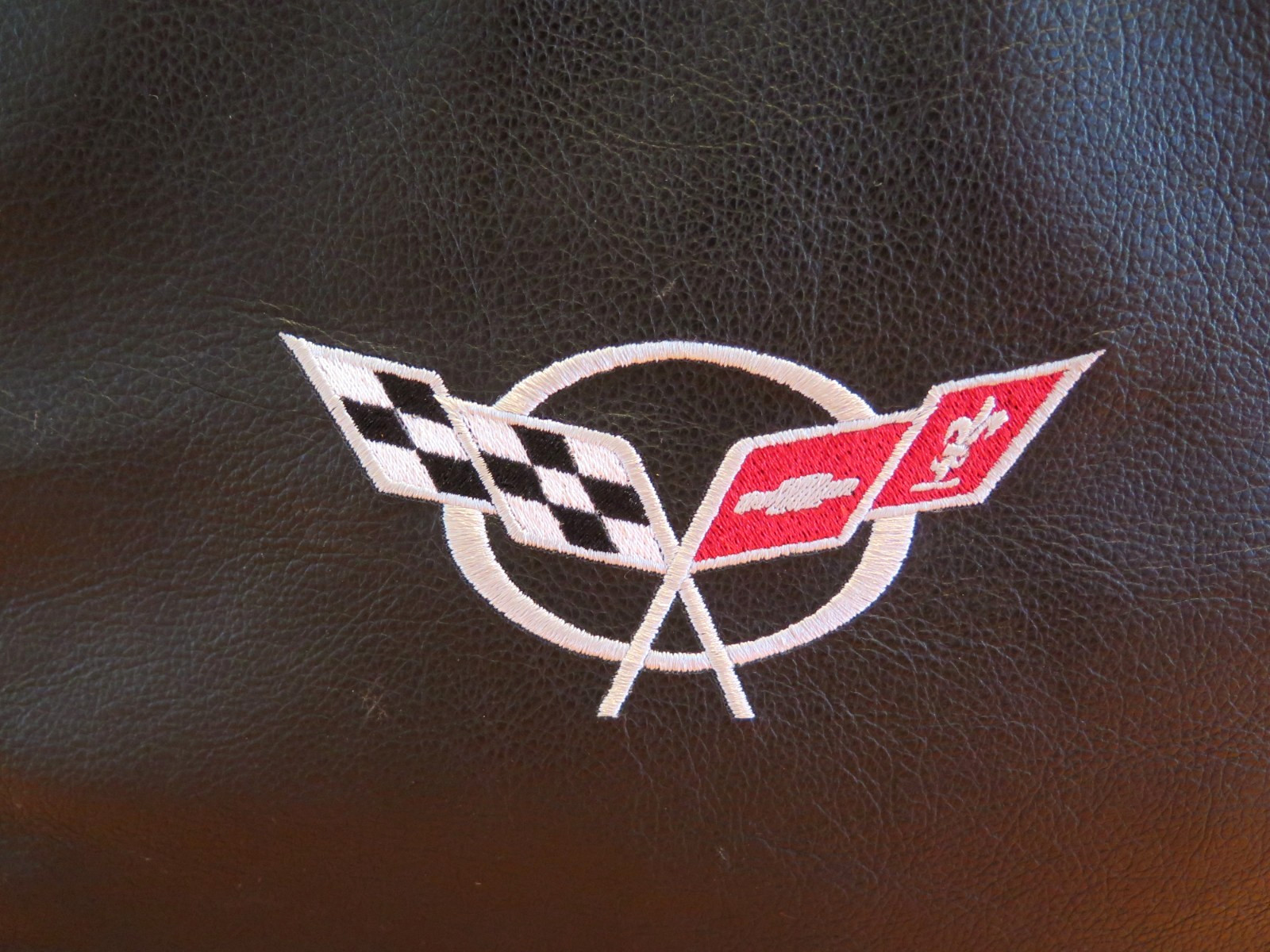 Vtg Black Leather Corvette Duffle Bag Embroidered Logo Travel Gym Weekender