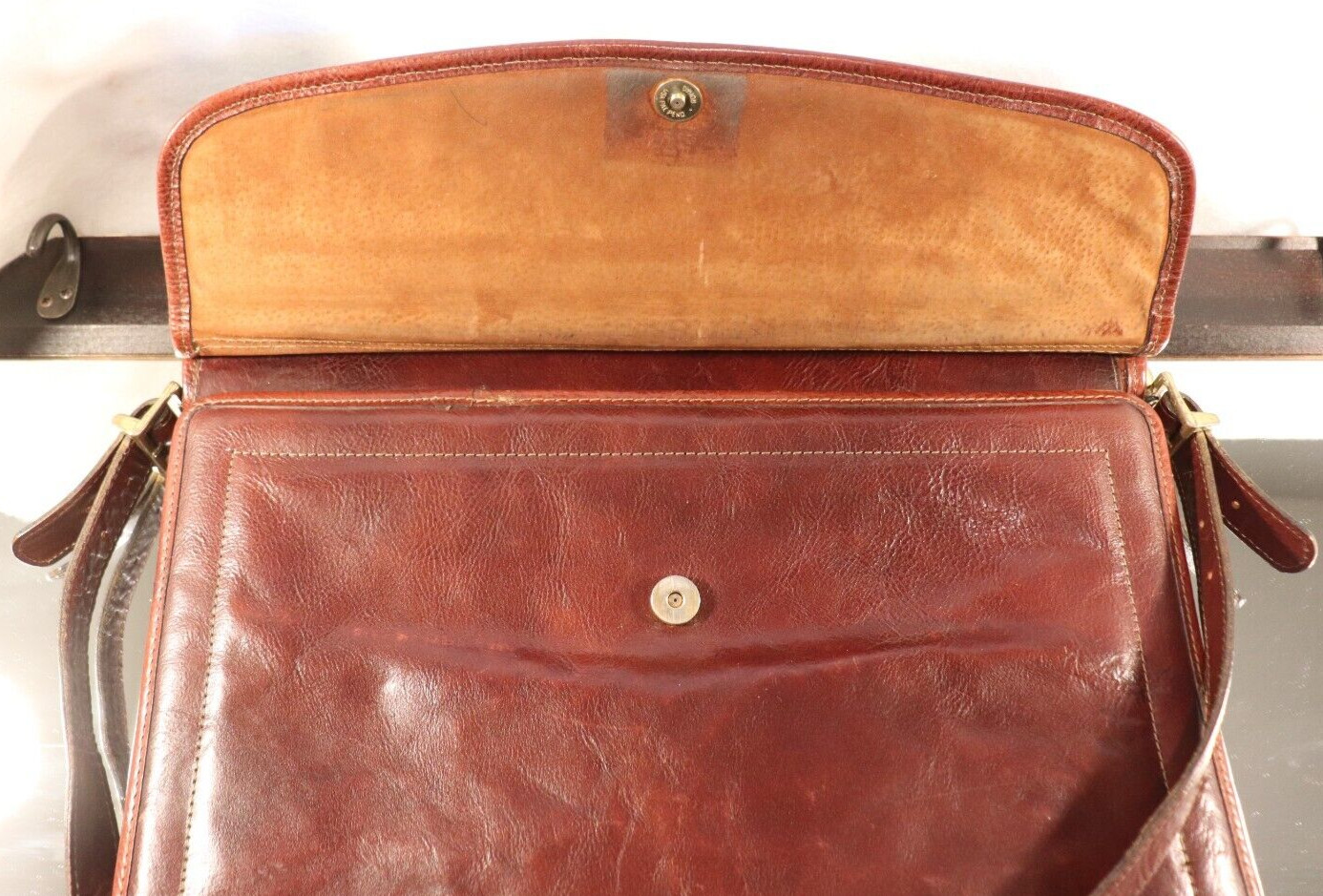 VTG JACK GEORGES WOVEN LEATHER TUSCANY COLLECTION DOUBLE GESSET FLAP BRIEFCASE