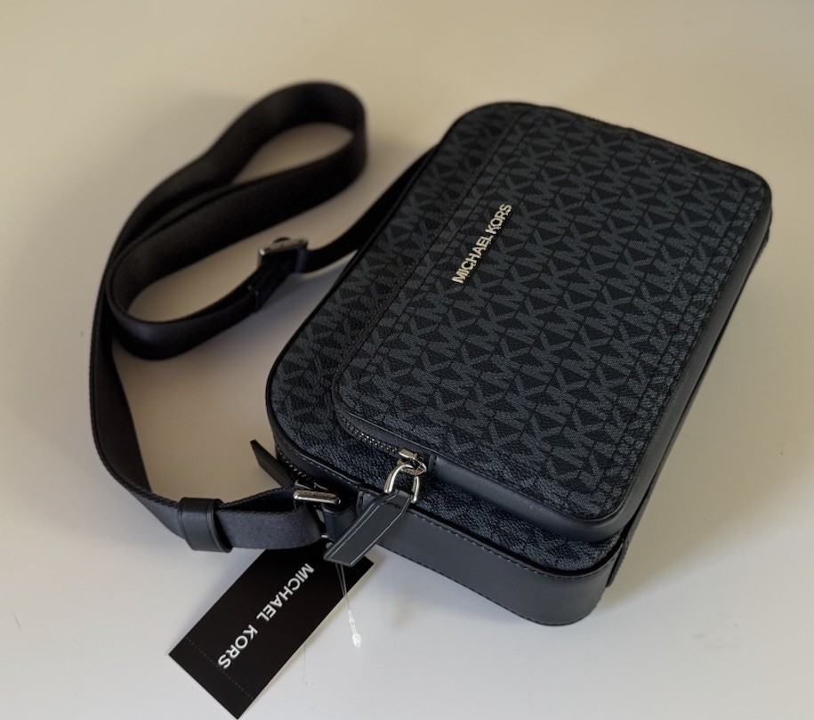 MICHAEL KORS COOPER EAST WEST SHOULDER CROSSBODY FLIGHT BAG ADMIRAL/PALE BLUE