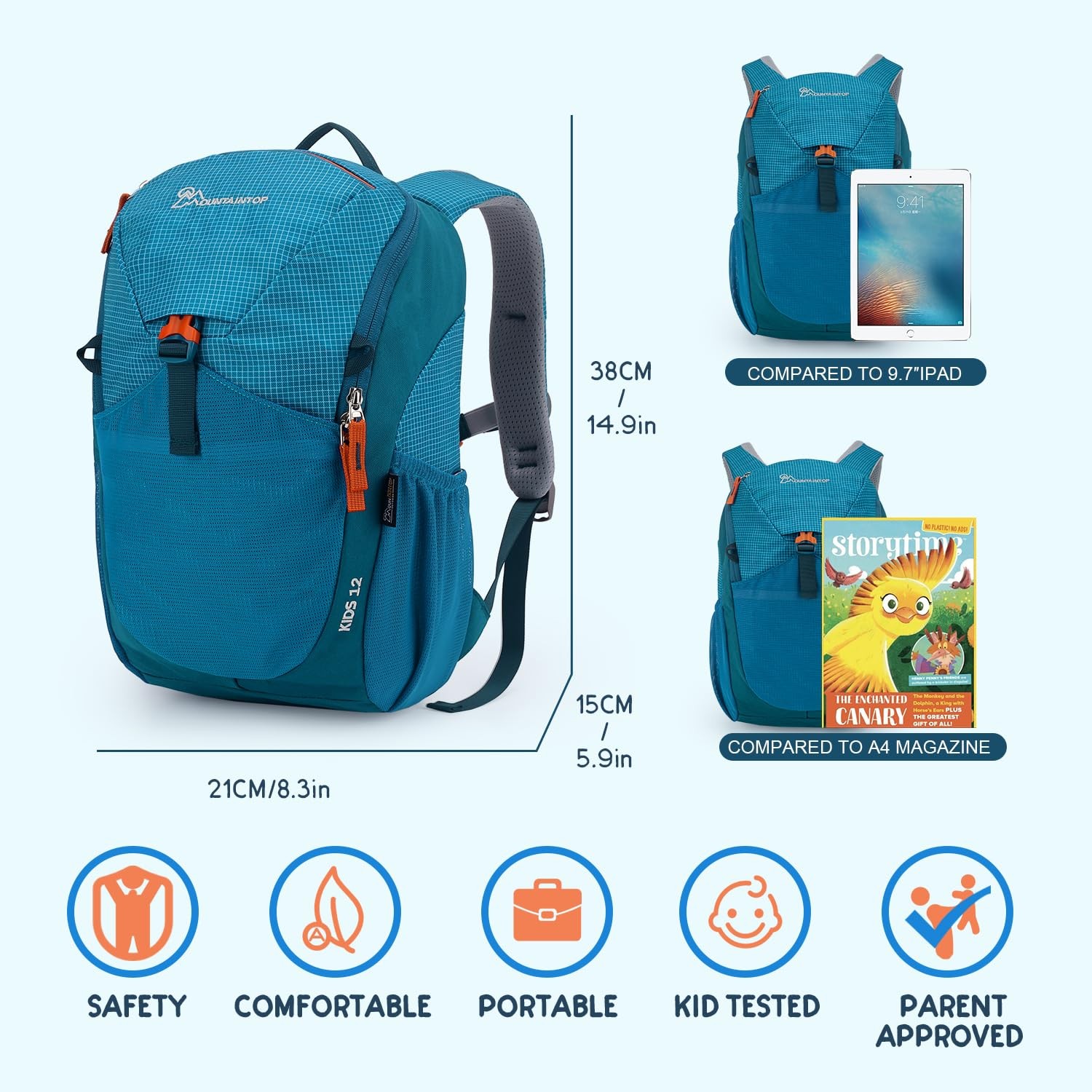 12L Kids Toddler Hiking Backpack Kindergarten Preschool Daypack Boys Girls
