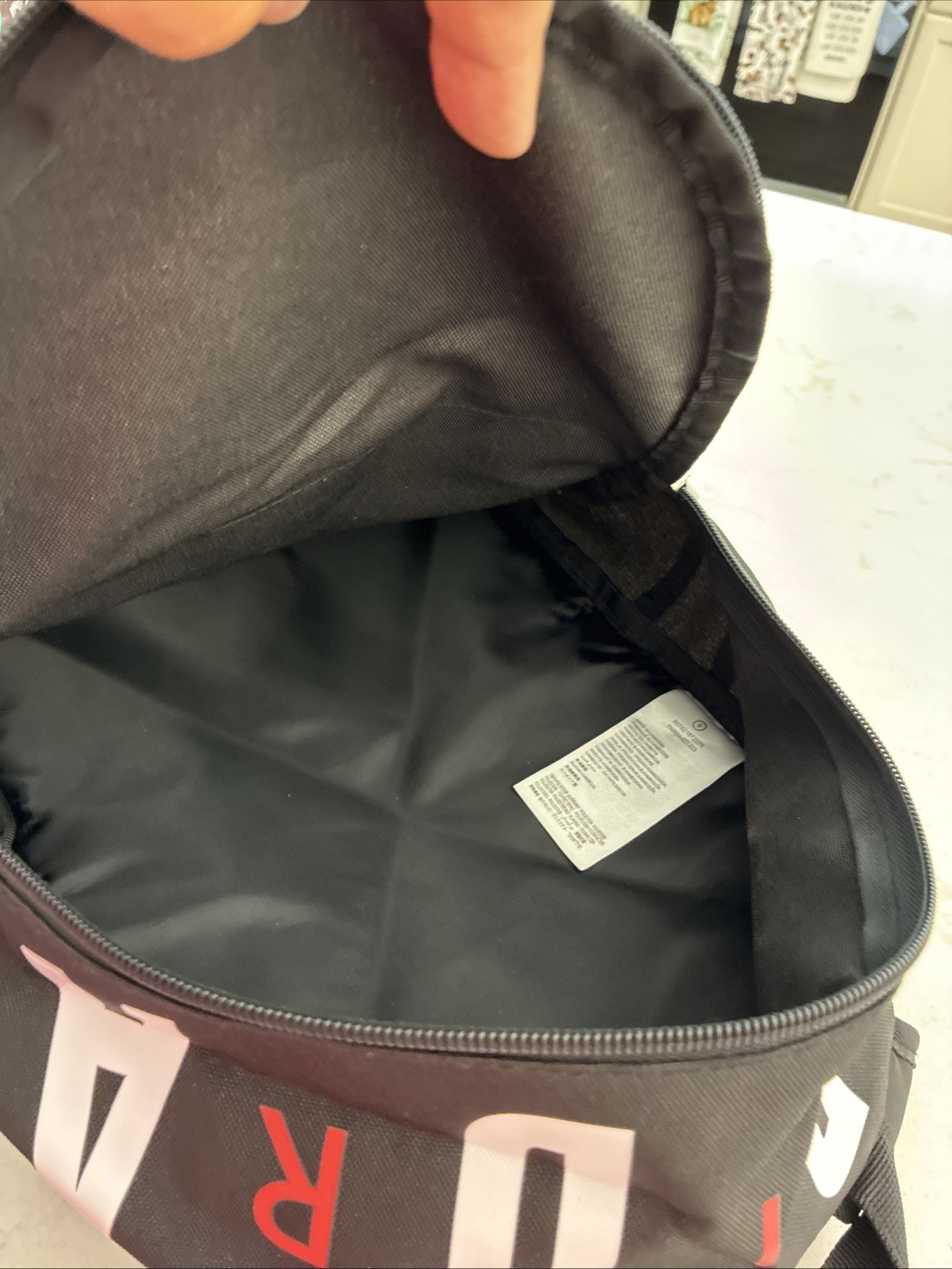 Jordan Air Mini Backpack Travel Bag Black White Red 13.75”x 10”x 6” Zippers Good