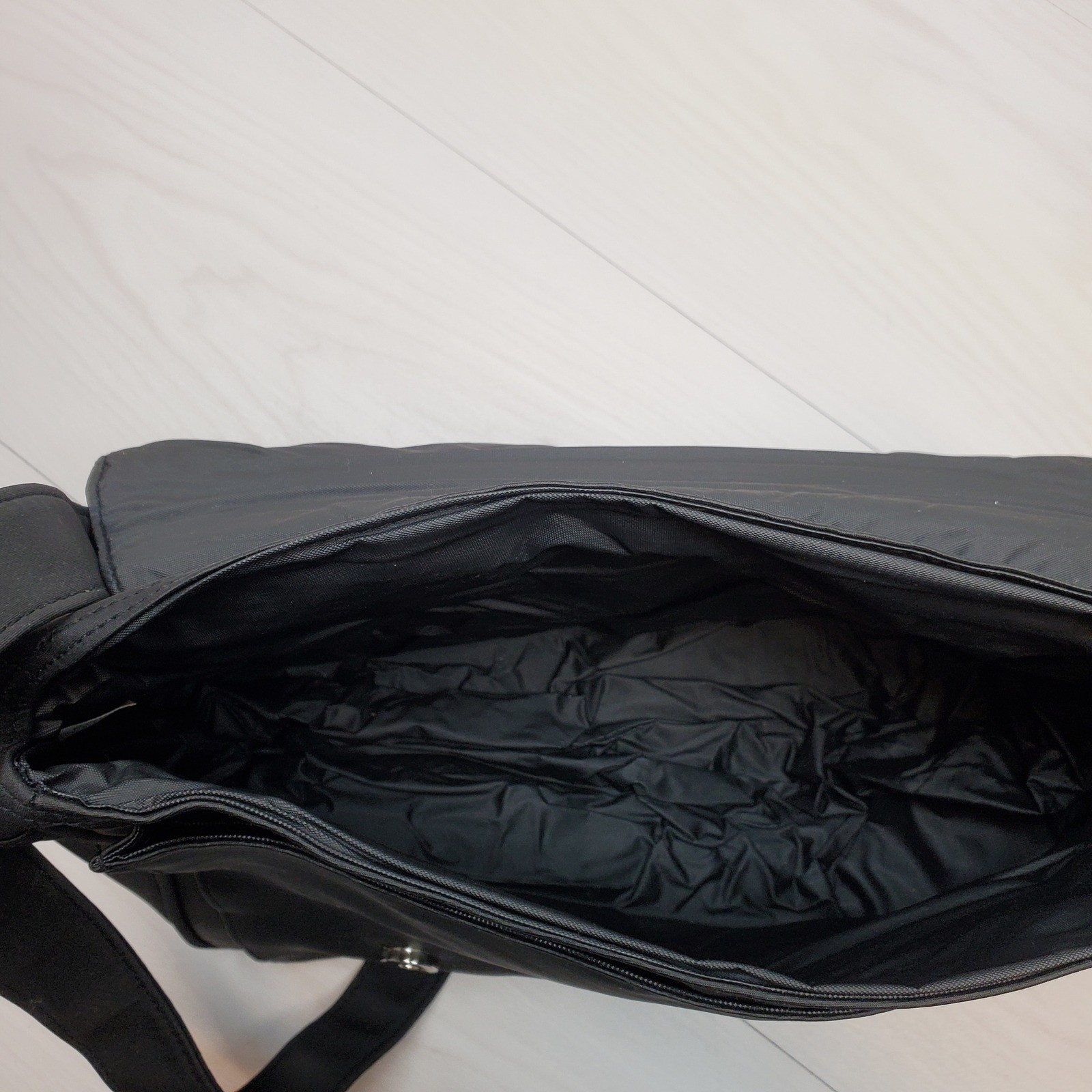 Black Messenger Bag Crossbody Bag PVC Adjustable Strap Silver Buckle