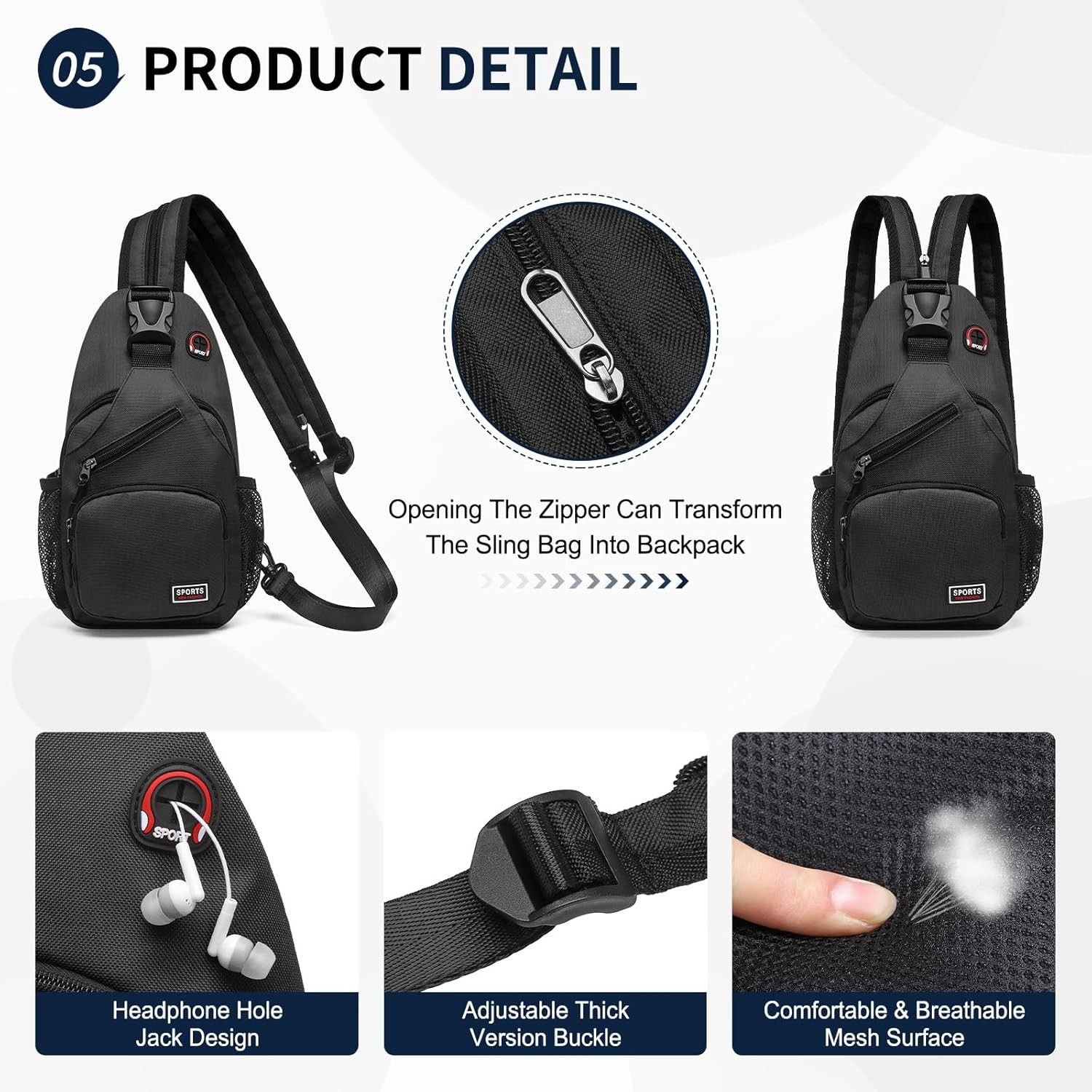 Men Backpack Molle Tactical Sling Chest Pack Shoulder Bag Outdoor Travel Hiking