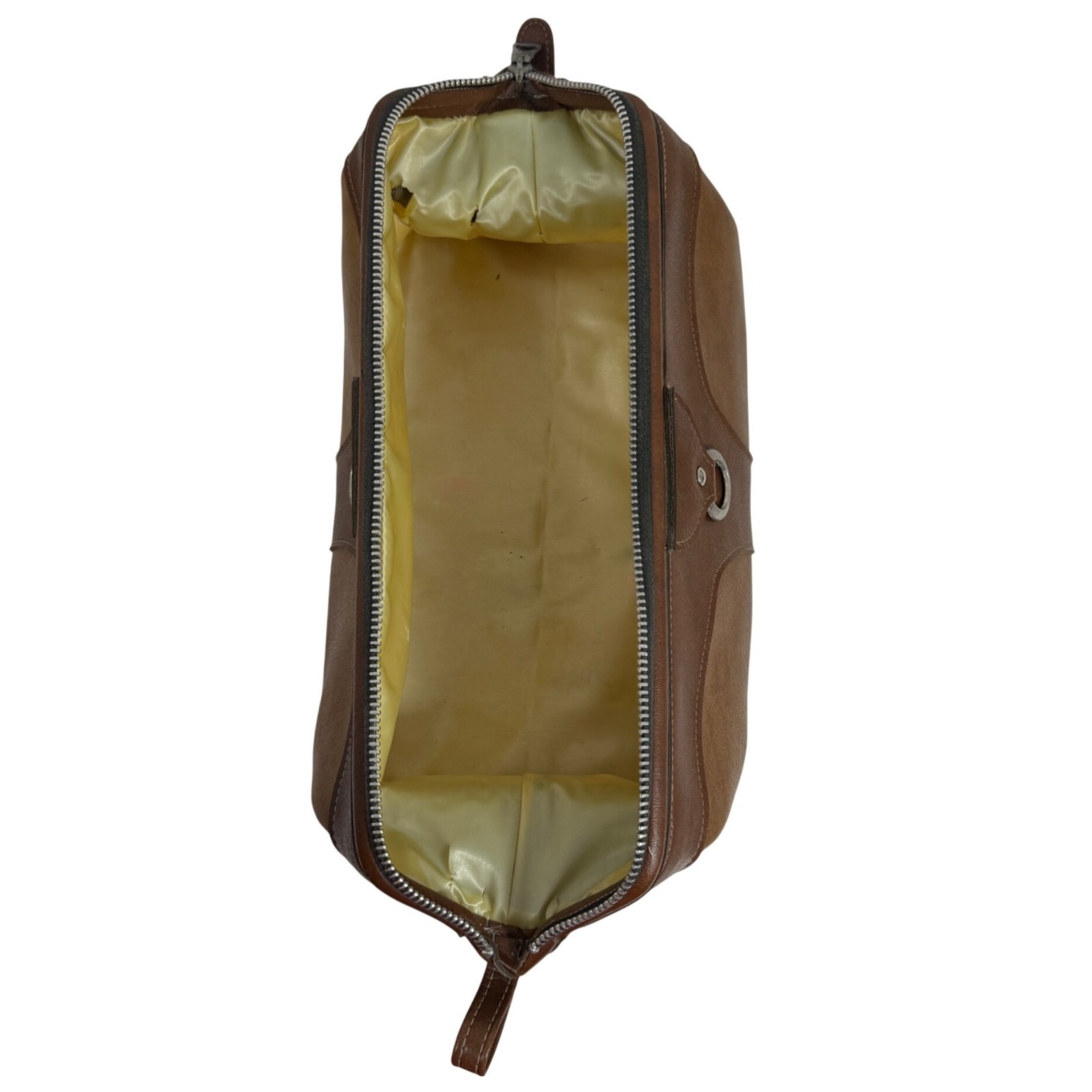 Vintage Rolfs Leather Dopp Kit Toiletry Travel Bag Brown Zip Shave Case FLAWS