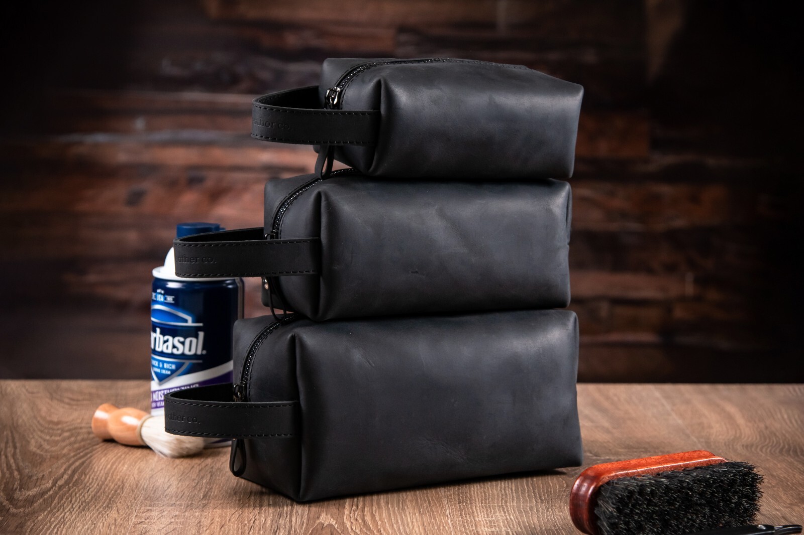 Personalized Genuine Leather Toiletry Bag For Men Dopp Kits For Him Wash Bag
