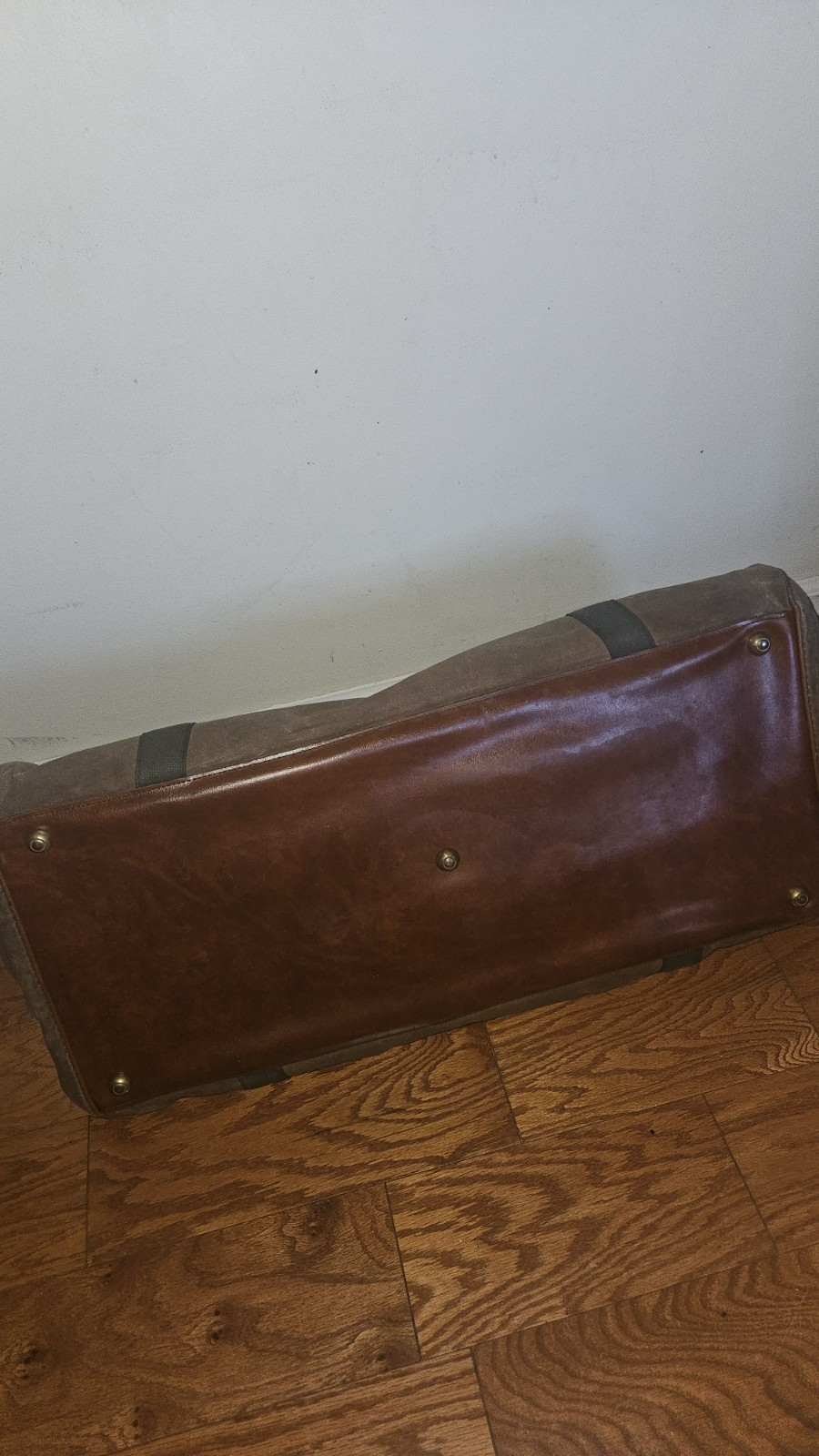 Vintage L.L. Bean Large Canvas & Leather Duffle Bag – Green Army