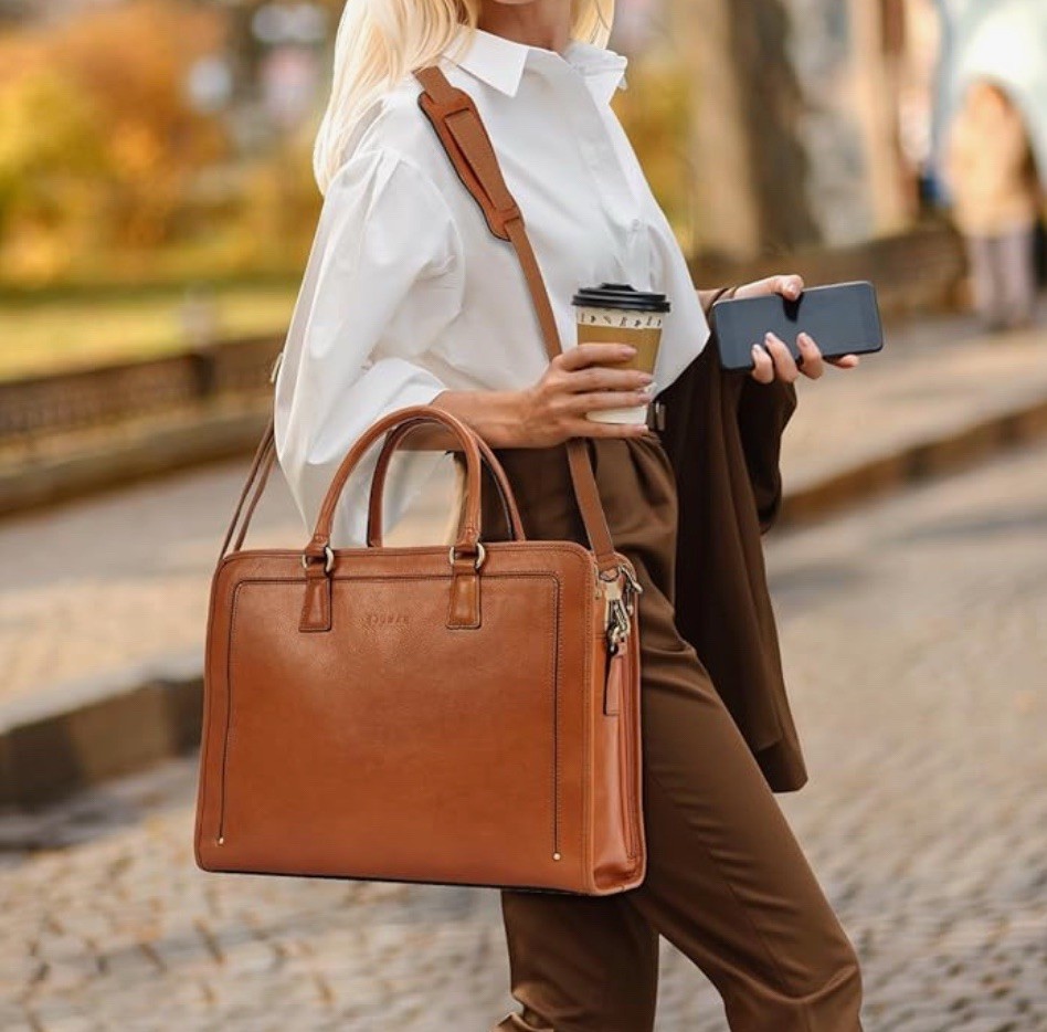Banuce Genuine Full Grains Italian Leather Briefcase Women / Men Laptop Bag NEW