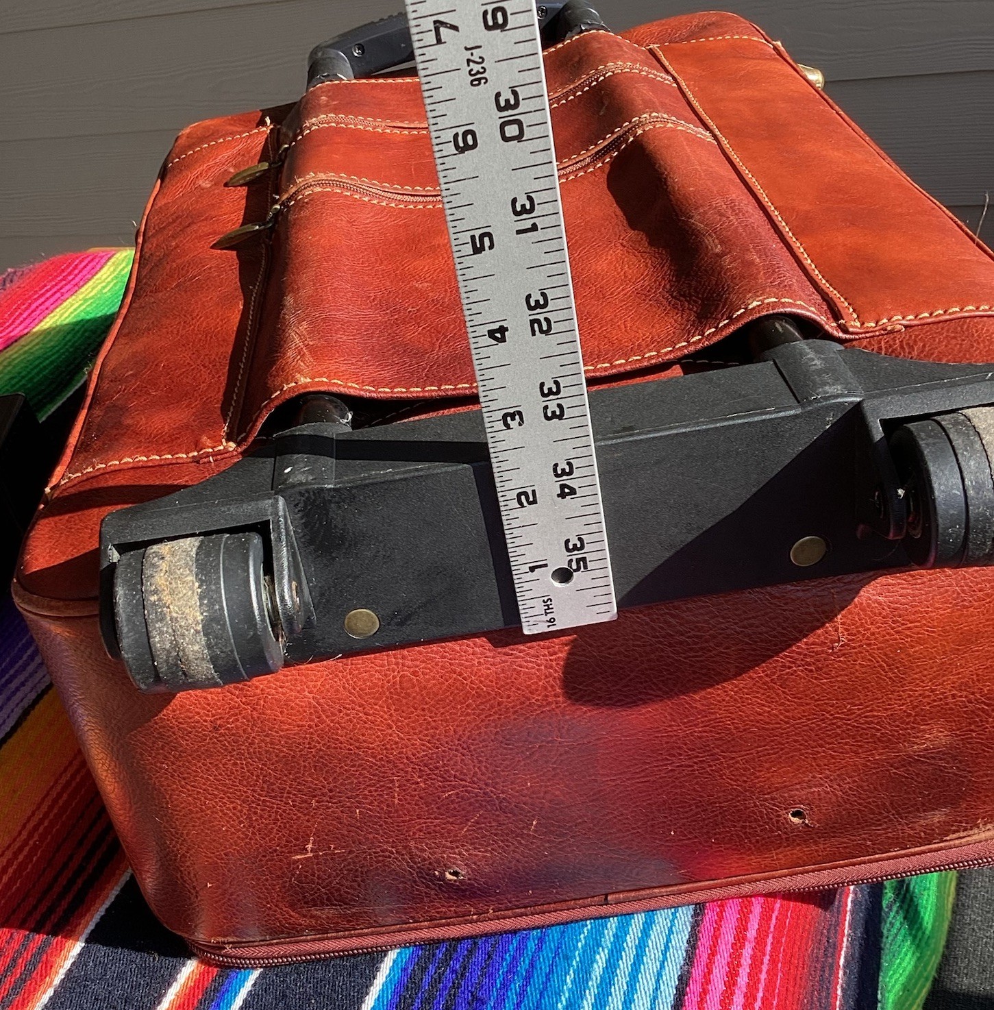 Vintage THE BRIDGE Leather Rolling Trolley Bag Distressed Hand Made In Italy