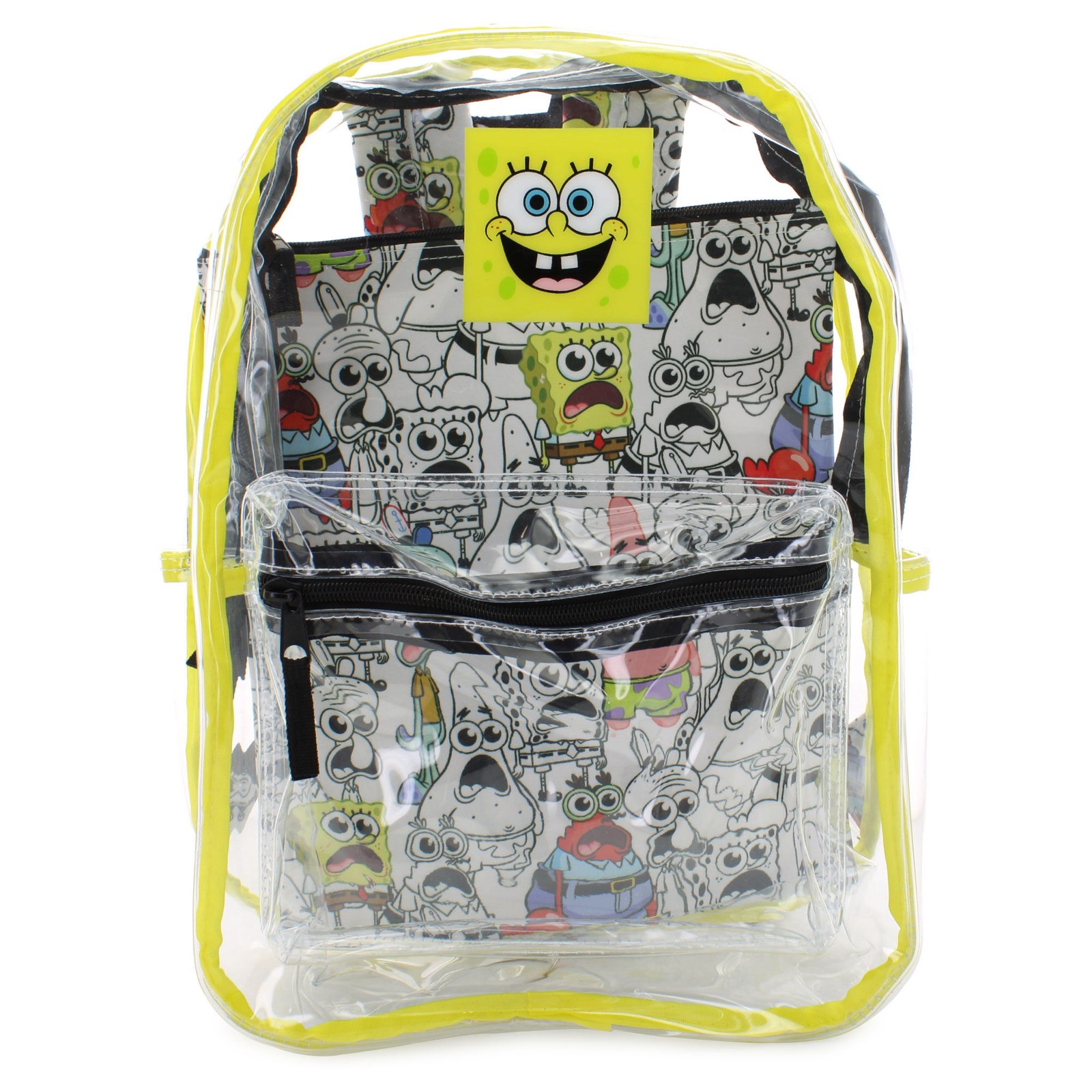 Bioworld Spongebob SQuarepants 17 Clear Plastic Backpack with Removable Laptop