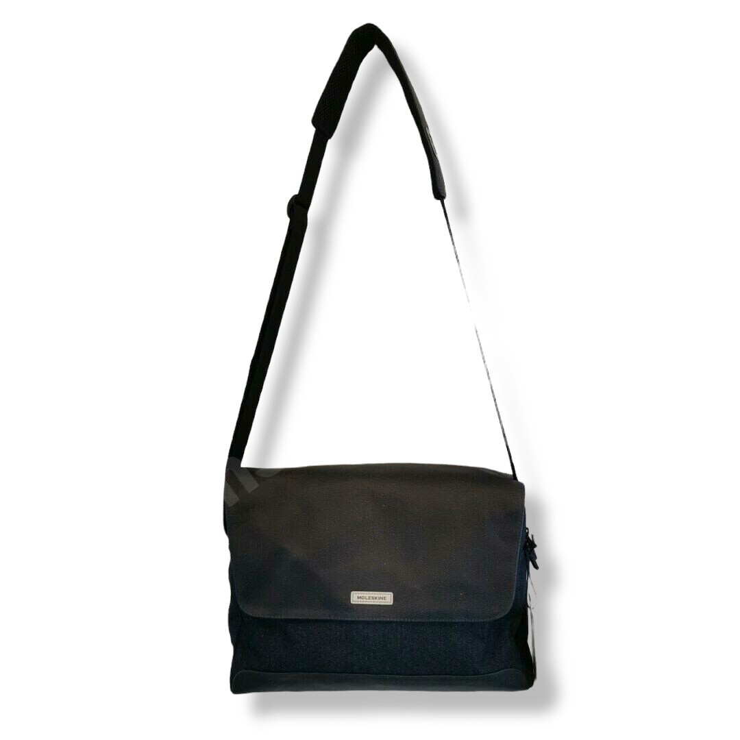 Moleskine Nomad Messenger Laptop Notebook Bag in Prussian Blue Denim nwt
