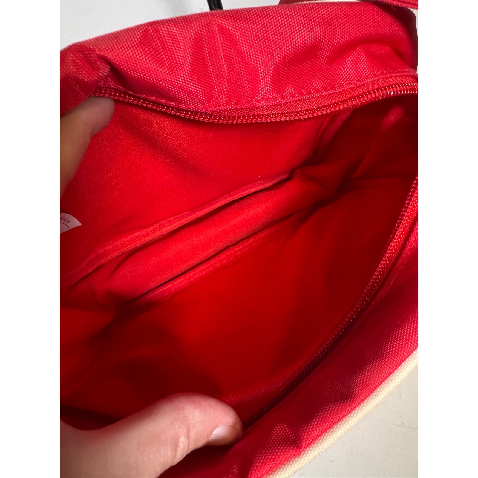 Fila Red Nylon Crossbody Messenger Bag Adjustable Strap Logo Tape Streetwear