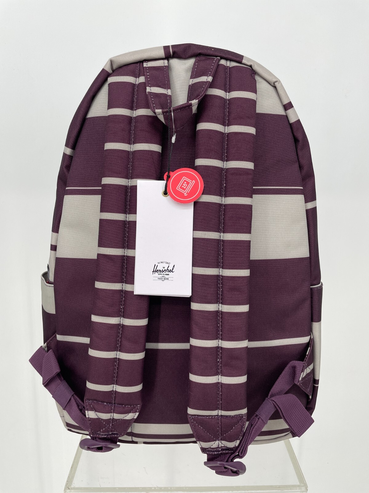 Herschel Heritage Prep Stripe Backpack Blackberry Wine 17.5″x12.5″x6″ HSC-BP0885
