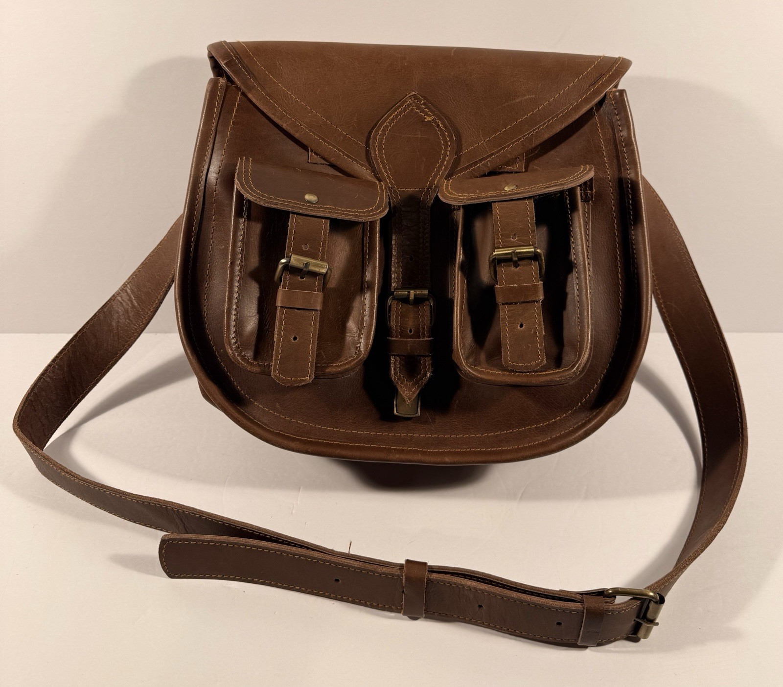 Vintage OKPTA Leather Messenger Bag 15” Laptop Satchel Briefcase 70s 80s Retro