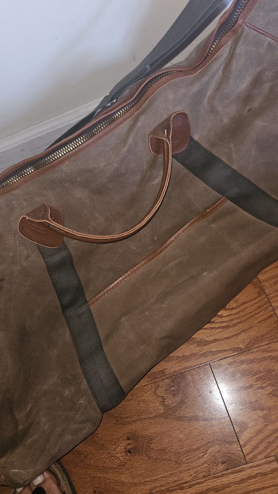 Vintage L.L. Bean Large Canvas & Leather Duffle Bag – Green Army