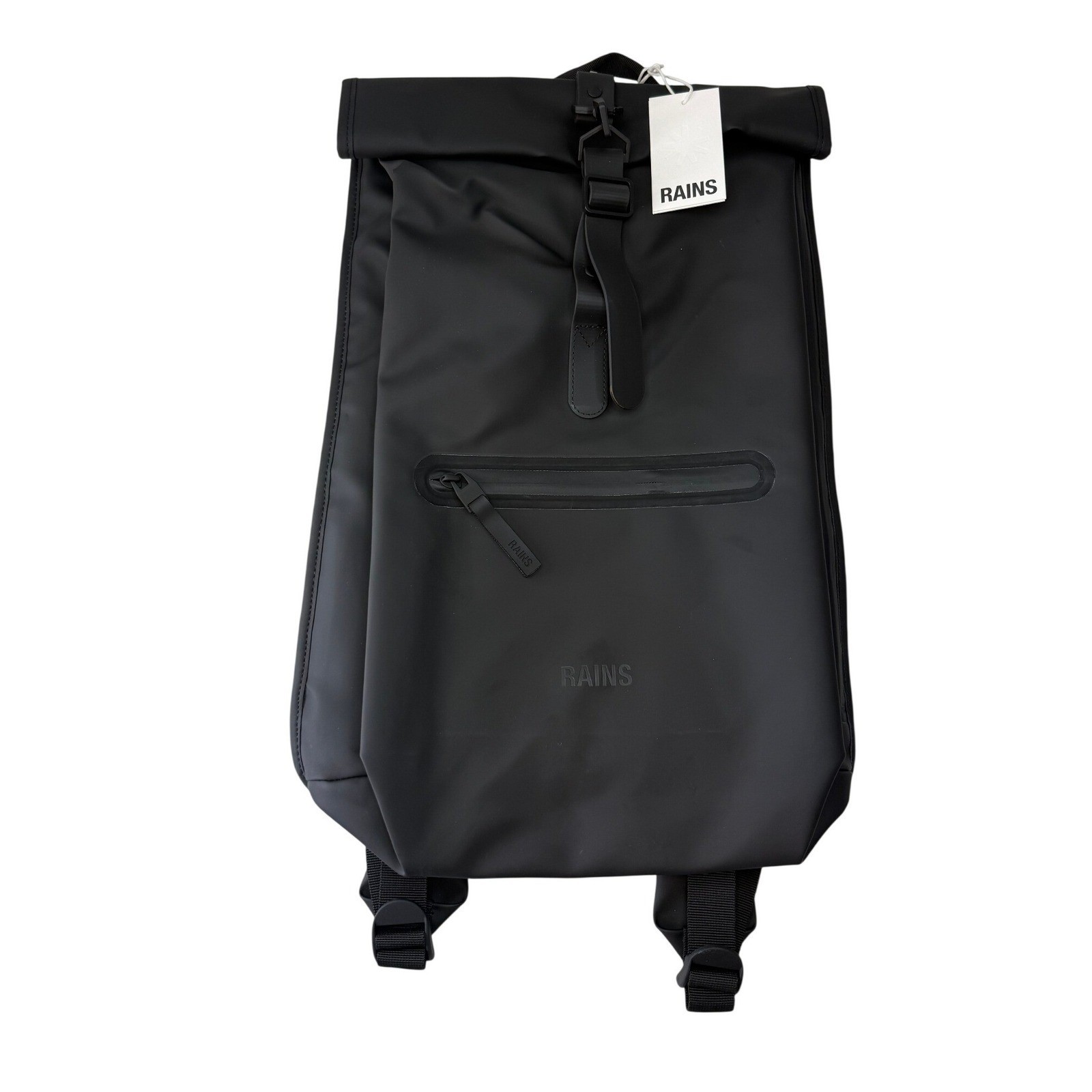 RAINS Rolltop Rucksack W3 Matte Black Waterproof Backpack MSRP 140 NEW