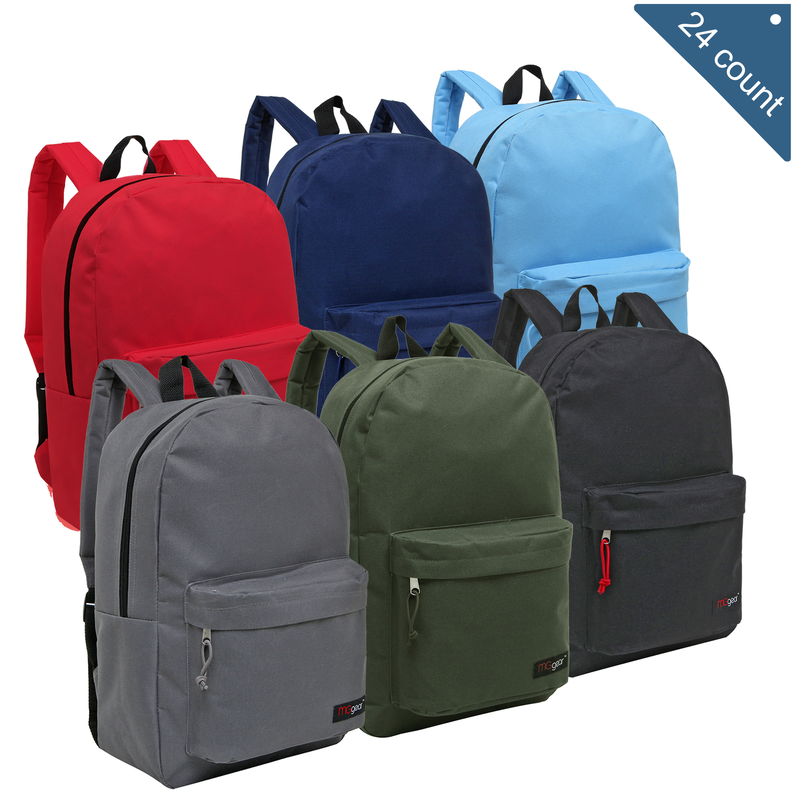 Wholesale Backpacks for Kids – Bulk Case of 24 MGgear Assorted Color Book Bags