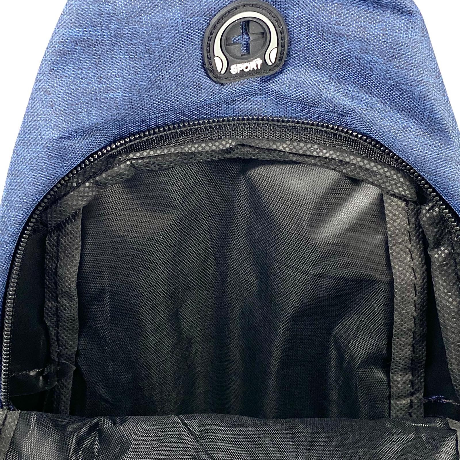 Fashion District Blue Sling Bag Men’s Adjustable Strap Crossbody Travel Backpack