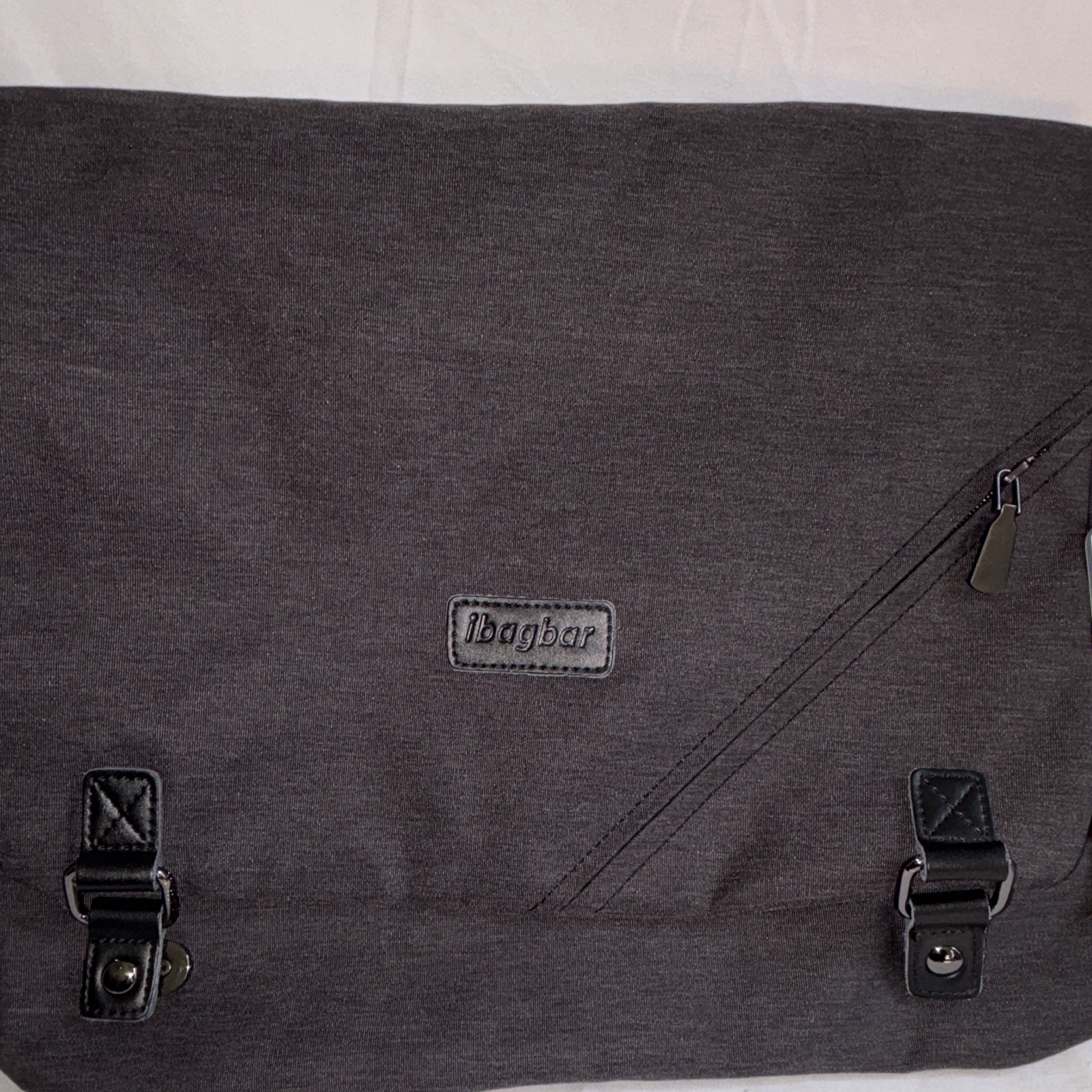 ibagbar Men’s Black Messenger Bag w/ Adjustable Strap, Zip/Buckle, Pockets