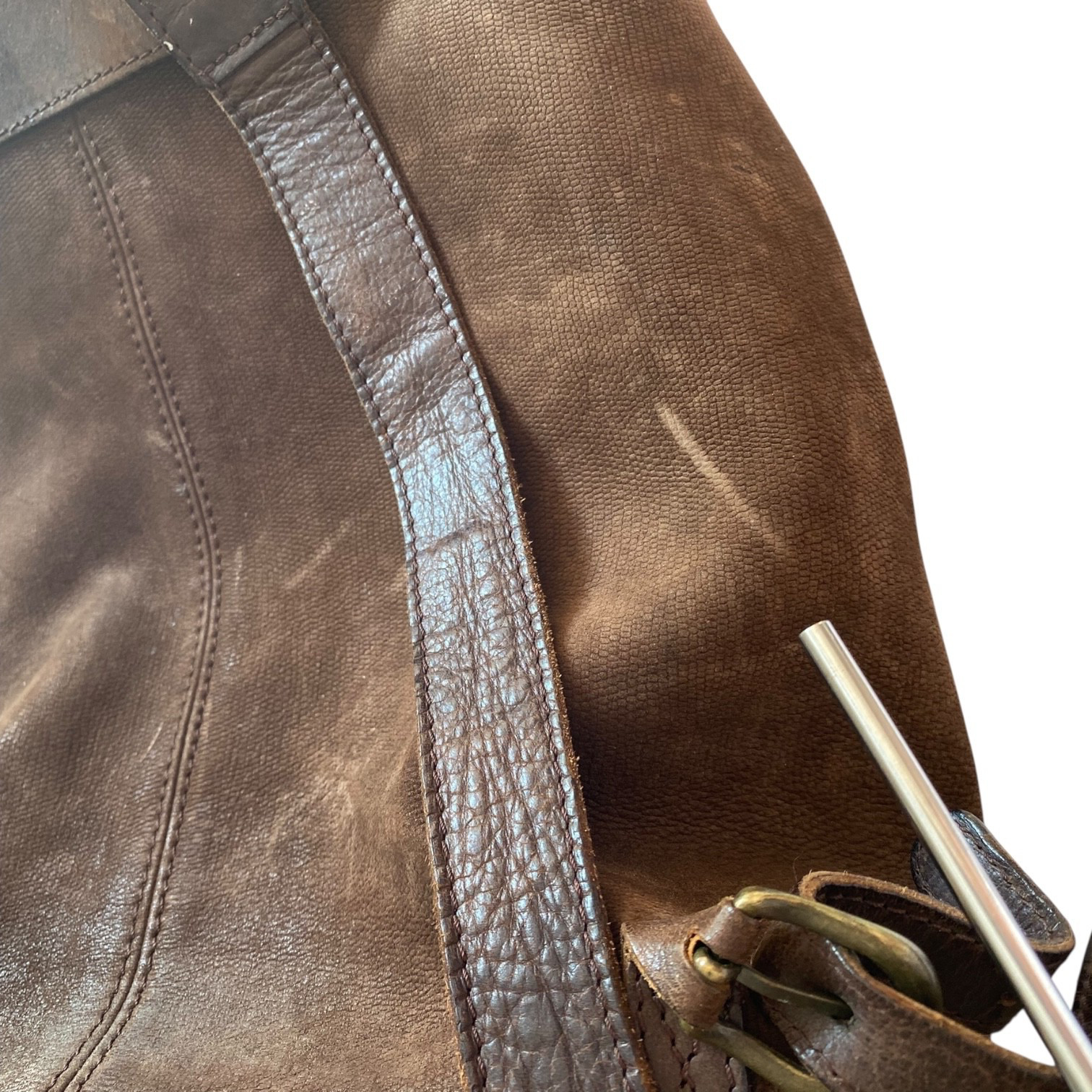 Unisex Leather Backpack Rugged Unisex Brown Vtg Classic Timeless Drawstring