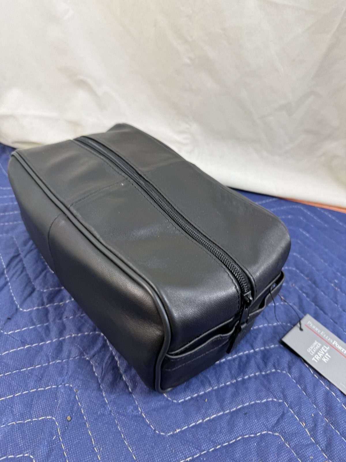 Perry Ellis Portfolio Men’s Leather Black Travel Kit