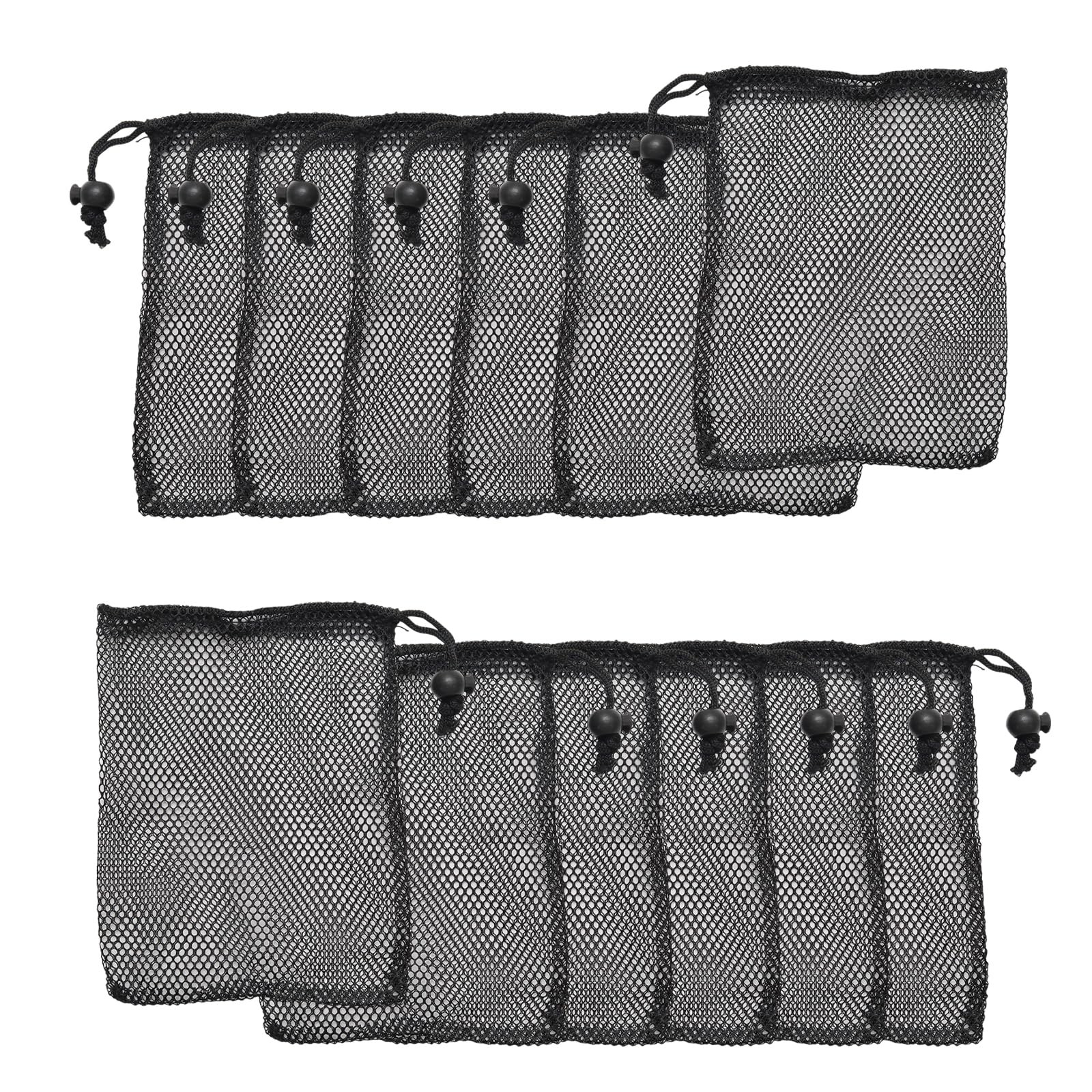 12Pcs 6×8 Inch Mesh Drawstring Bags with Cord Lock Black Mesh Storage Bags