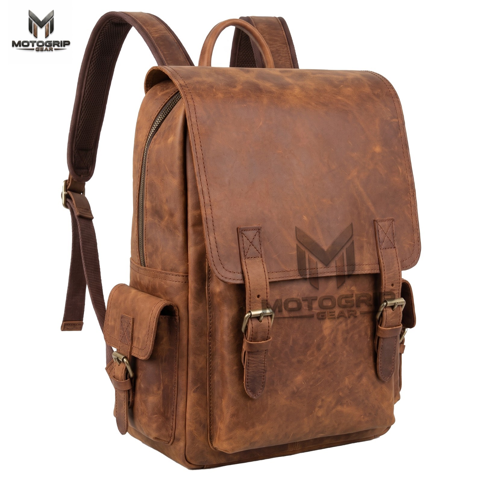 Vintage Leather Laptop Backpack Men’s Travel Rucksack College School Hiking Bag