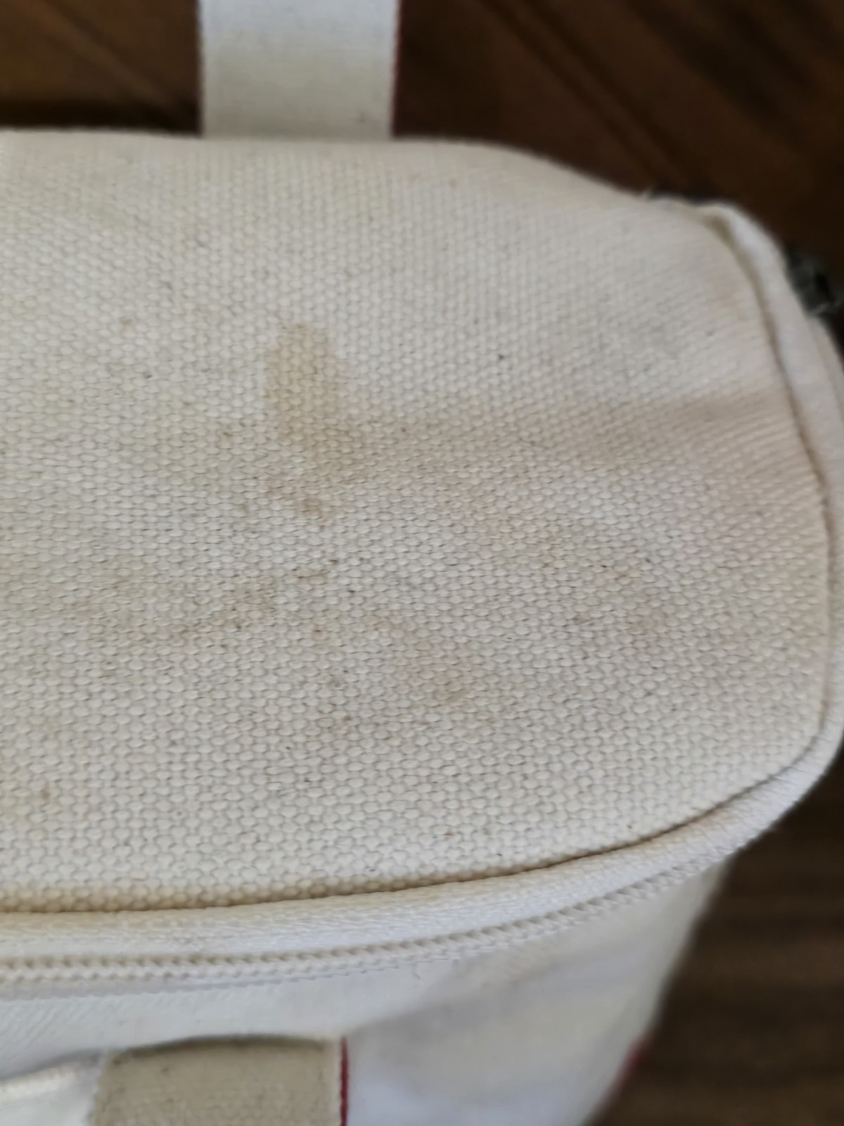 Vintage LL Bean Small Boat Tote Insulated Cooler Lunch Bag Beige Red Handles