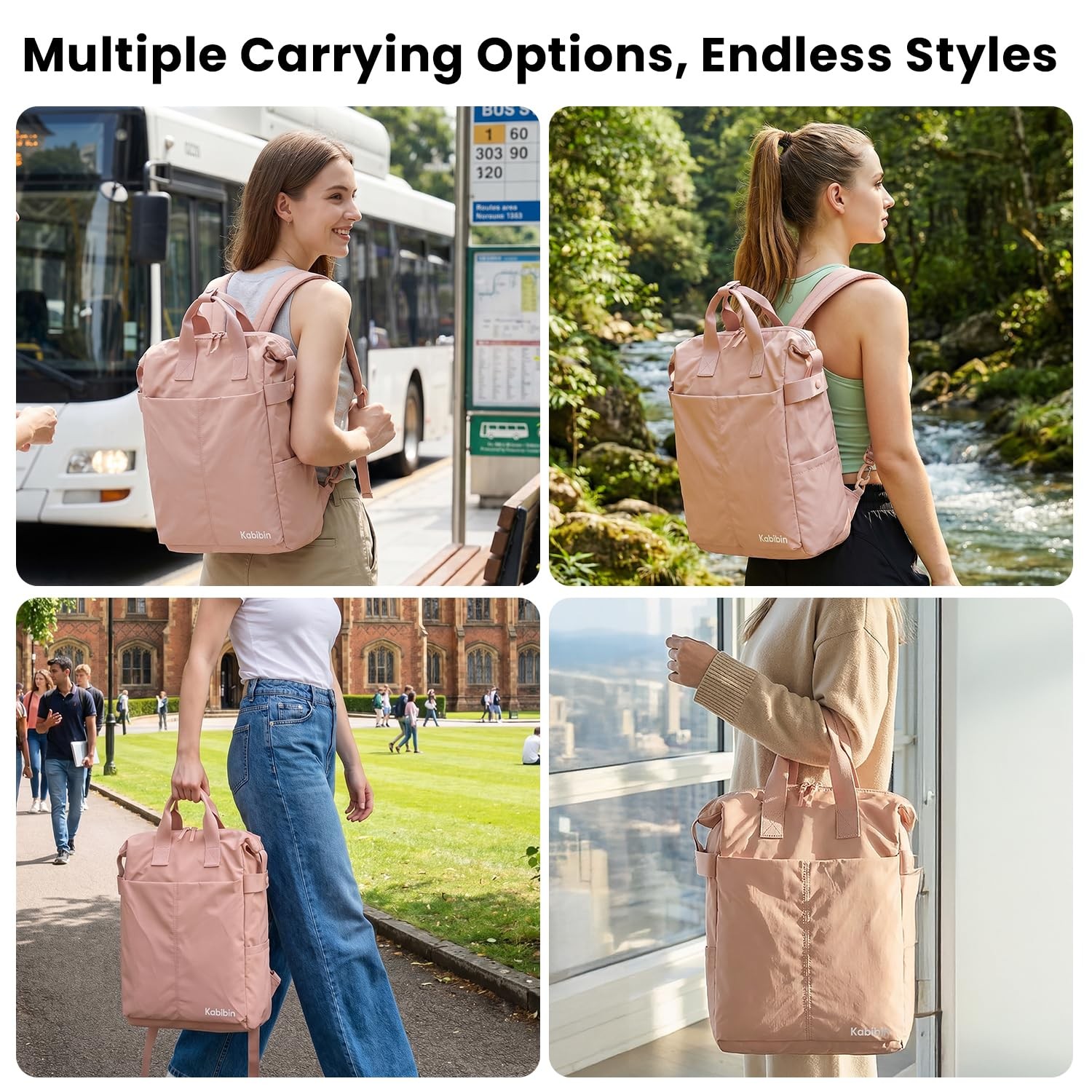 Ultra Lightweight Waterproof CarryOn Daypack 15.6in Laptop Backpack Pink
