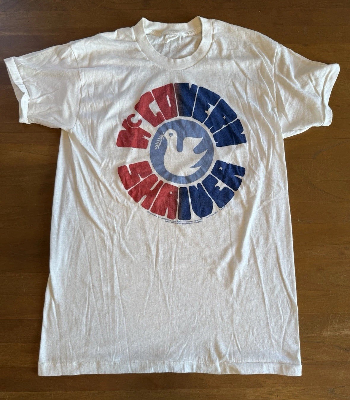McGovern Shriver T Shirt 70s Vintage Vietnam War Politics Peace No War Protest