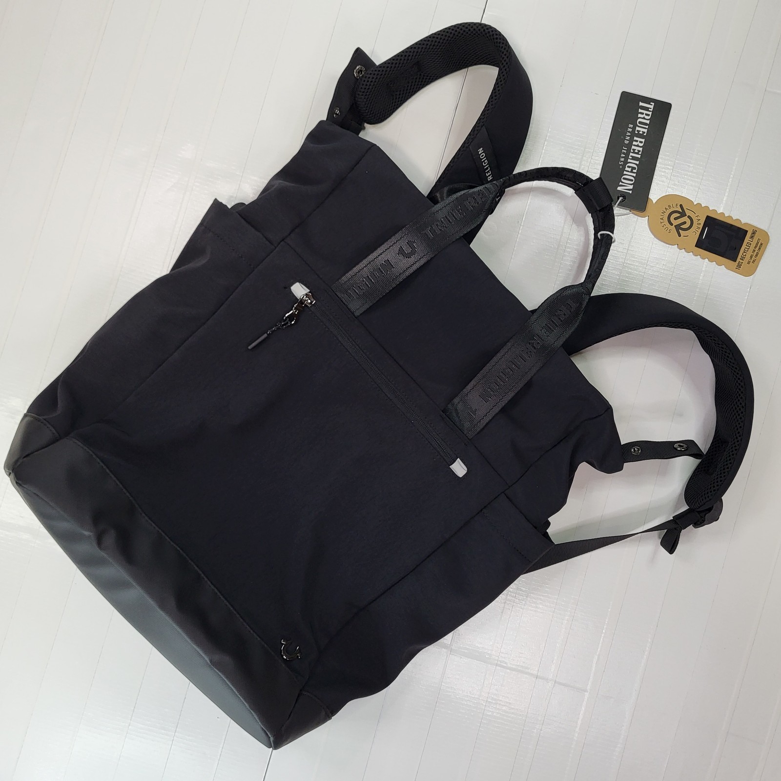 True Religion Black Lightweight Backpack New with Tags Mens Bag Handle Authentic
