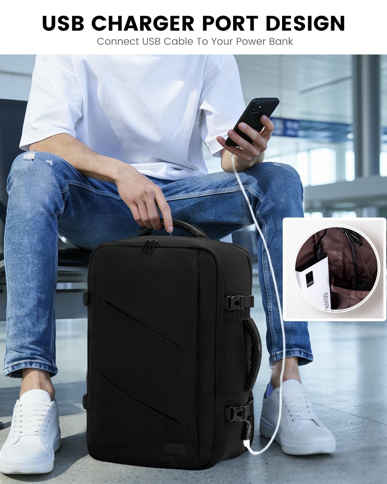 Travel Carry on Backpack, Large 40L Personal Item Travel Bag for Men & Women …